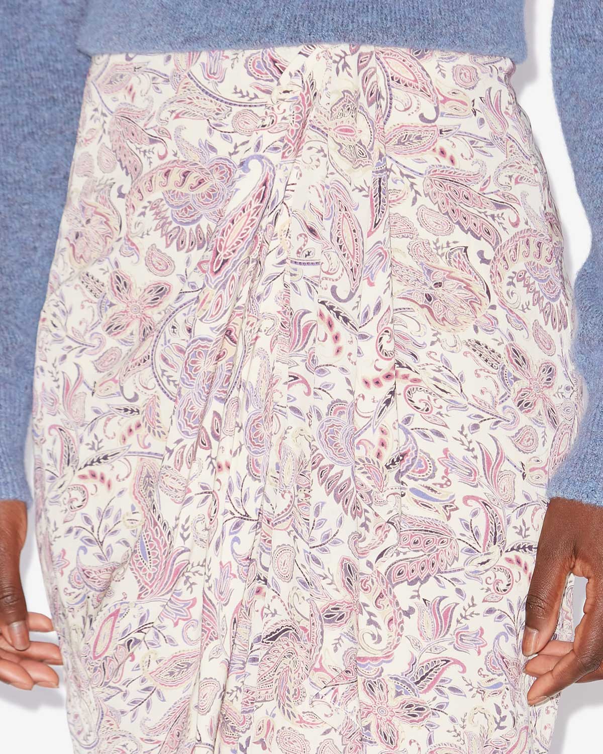 Zaine printed draped skirt - Ecru-purple - Woman - 2