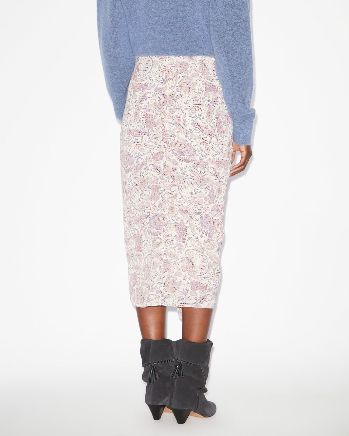 Zaine printed draped skirt - Ecru-purple - Woman - 4