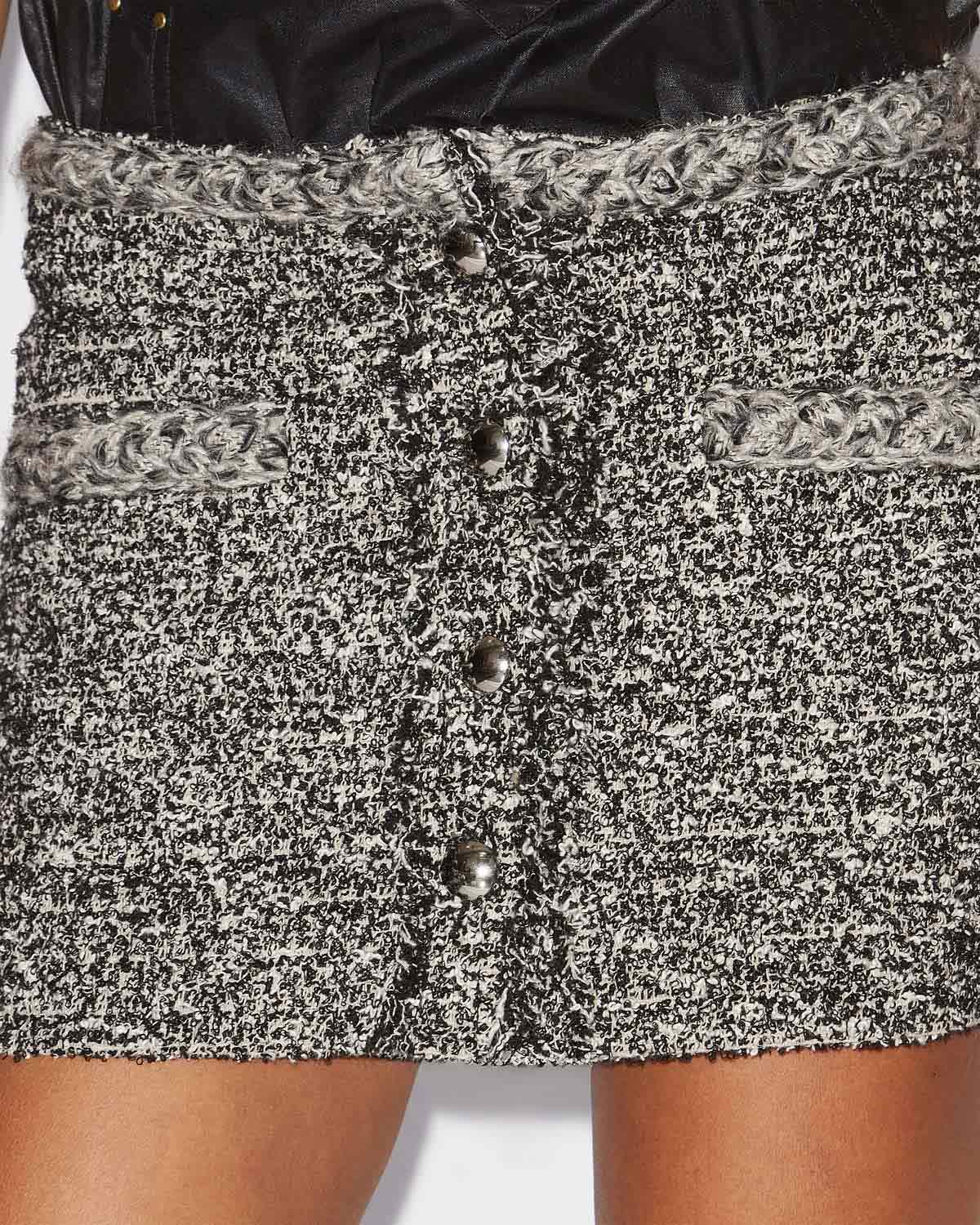 Mini-jupe gleny en cowens - Noir et écru - Woman - 2