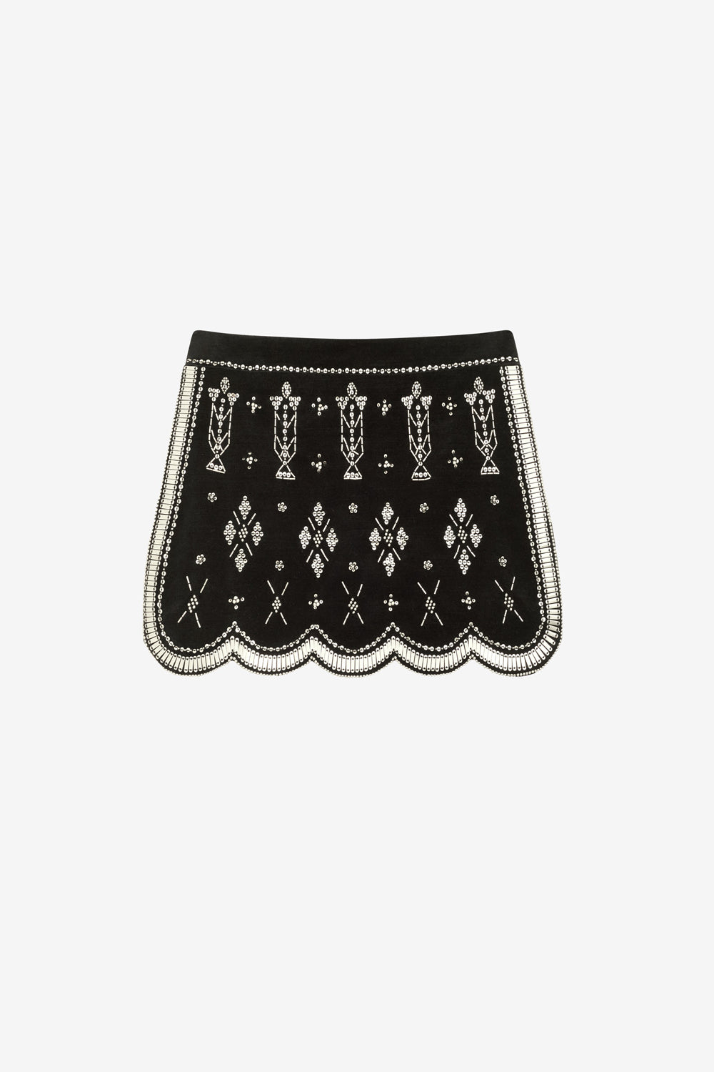 Minifalda de terciopelo con bordado handore - Black and silver - Woman - 1