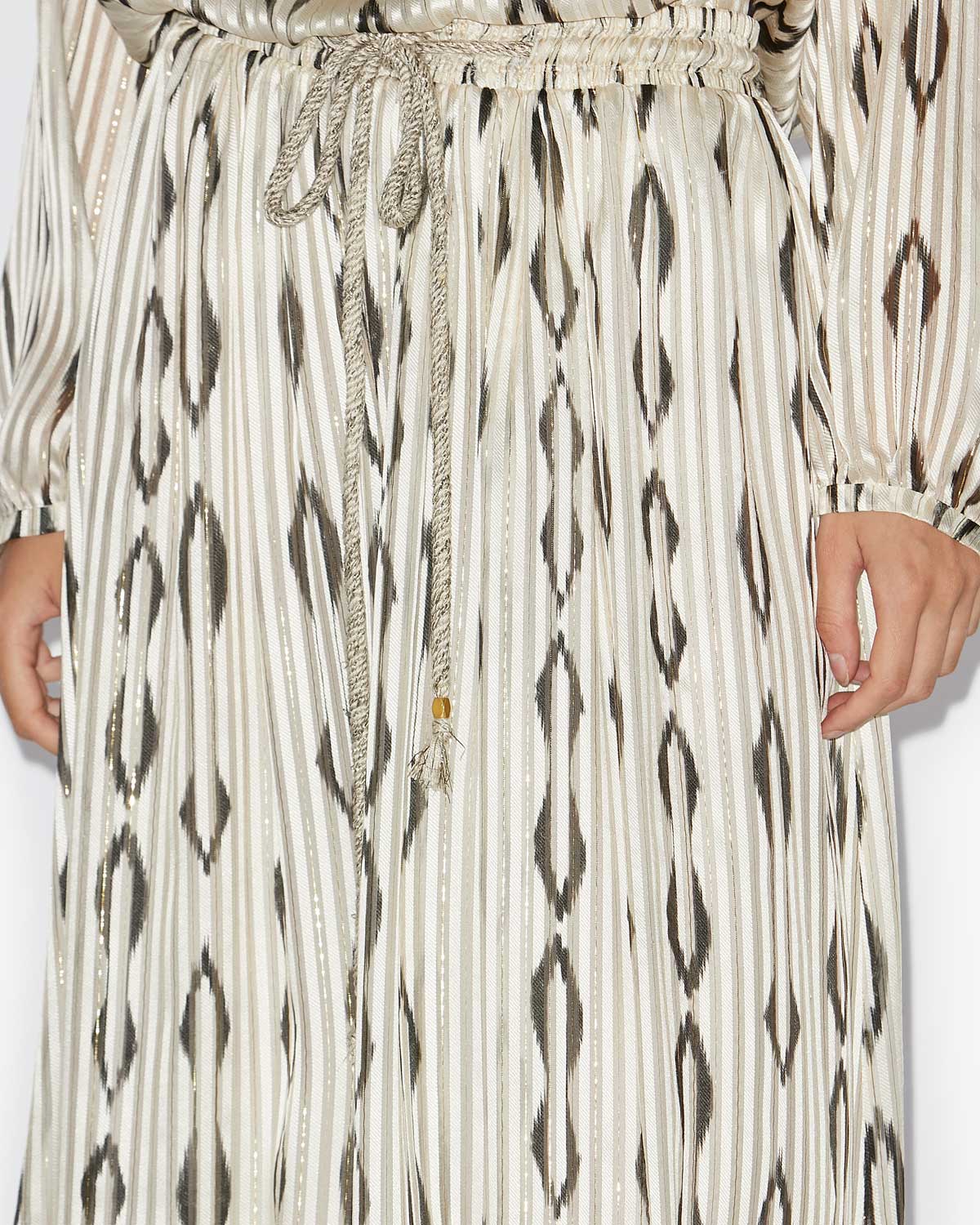 Gonna lunga samila in seta con motivi grafici - Ecru and black - Woman - 2