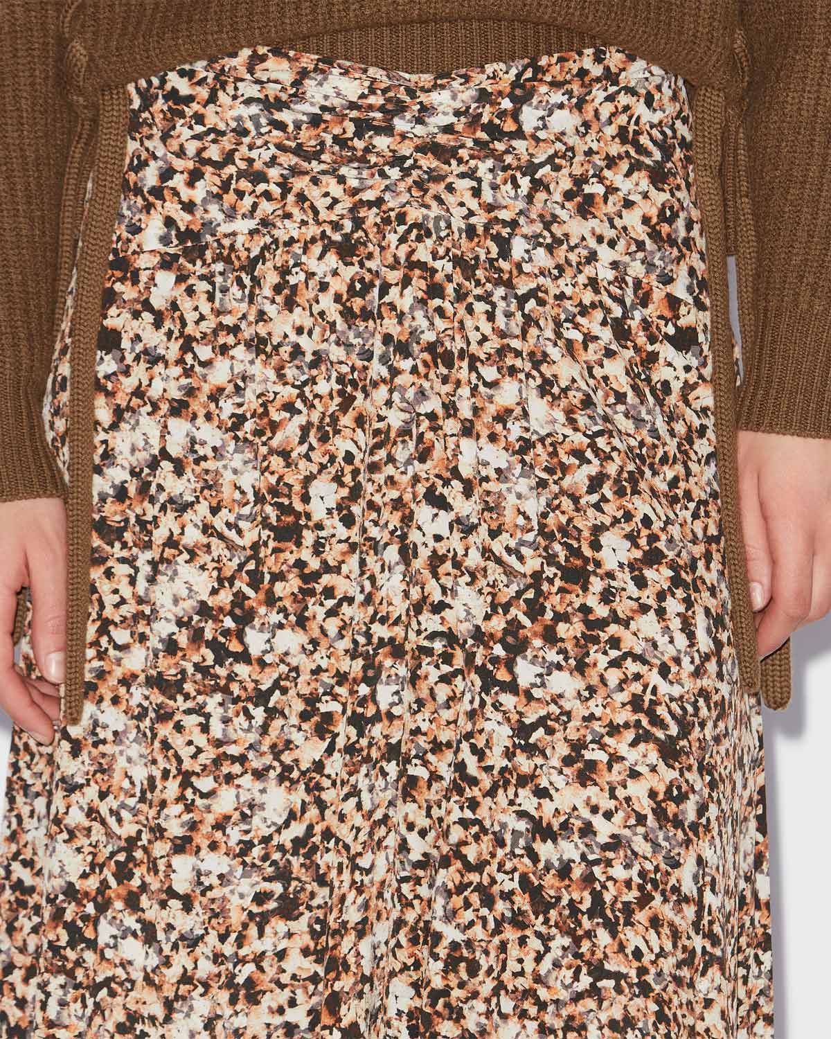 Jupe midi olena en soie imprimée  - Ocre-écru - Woman - 2