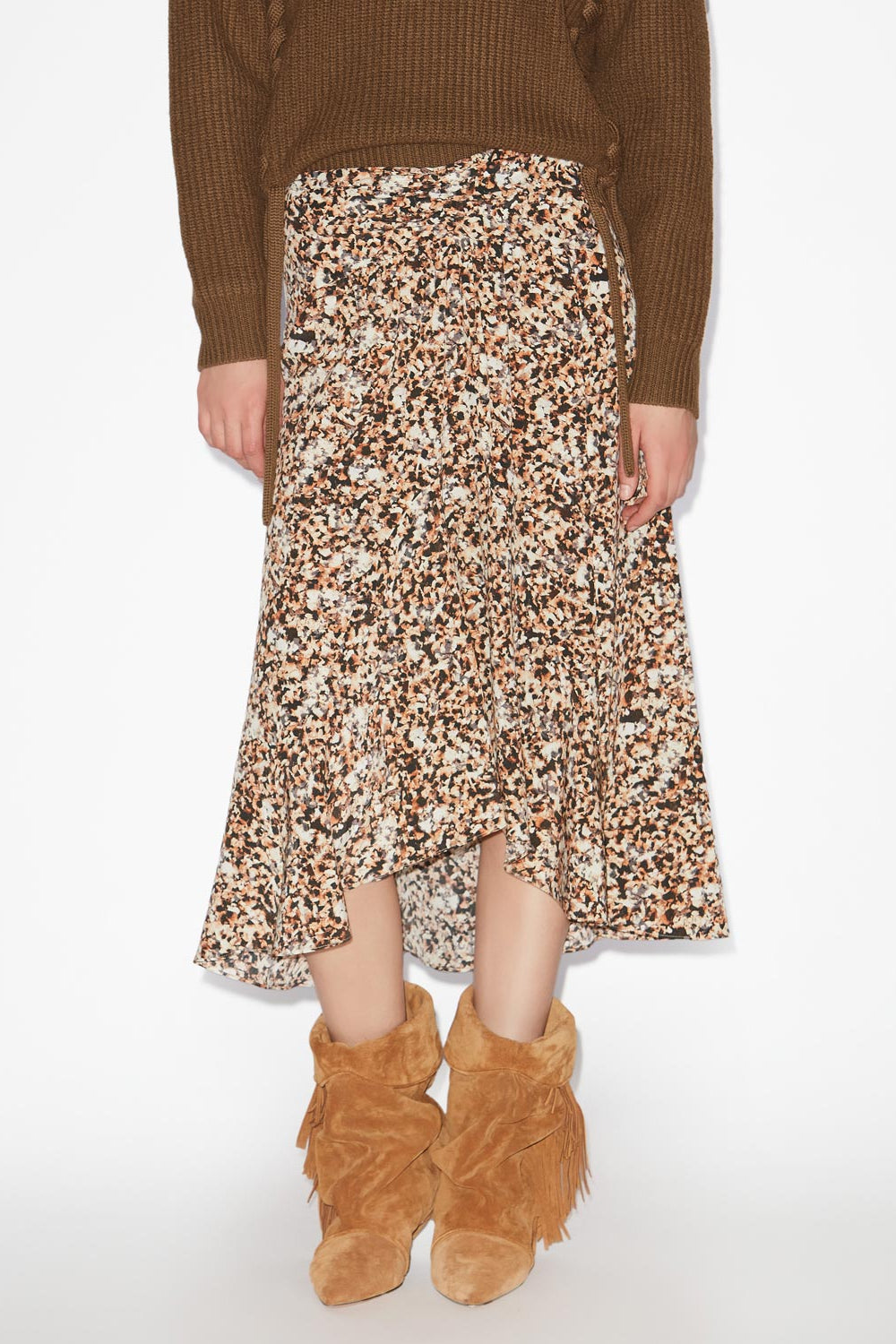 Jupe midi olena en soie imprimée  - Ocre-écru - Woman - 4