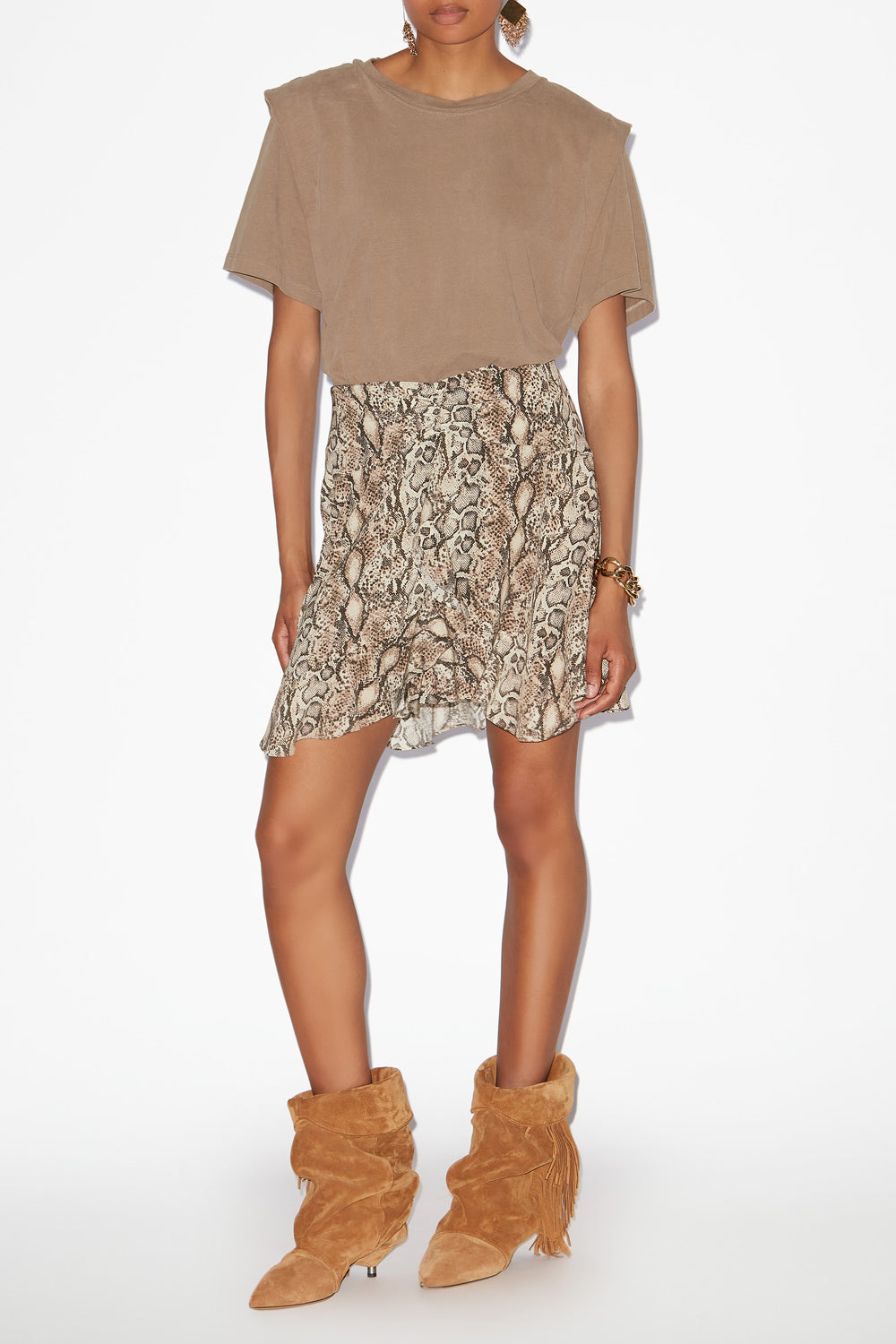 Minifalda de seda estampada ozany - Natural - Woman - 2