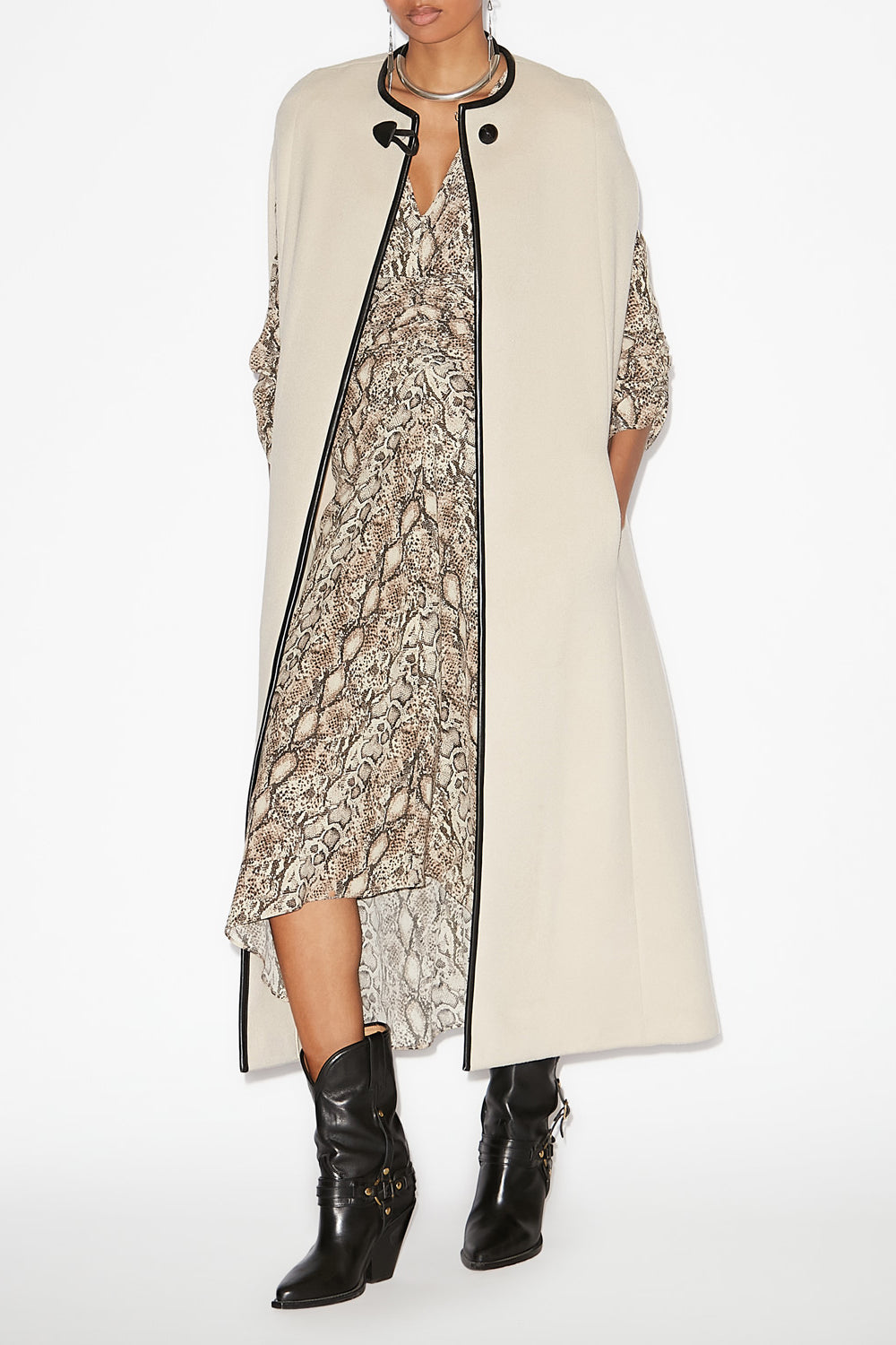 Capa larga de lana y cachemir emilina - Crudo - Woman - 2