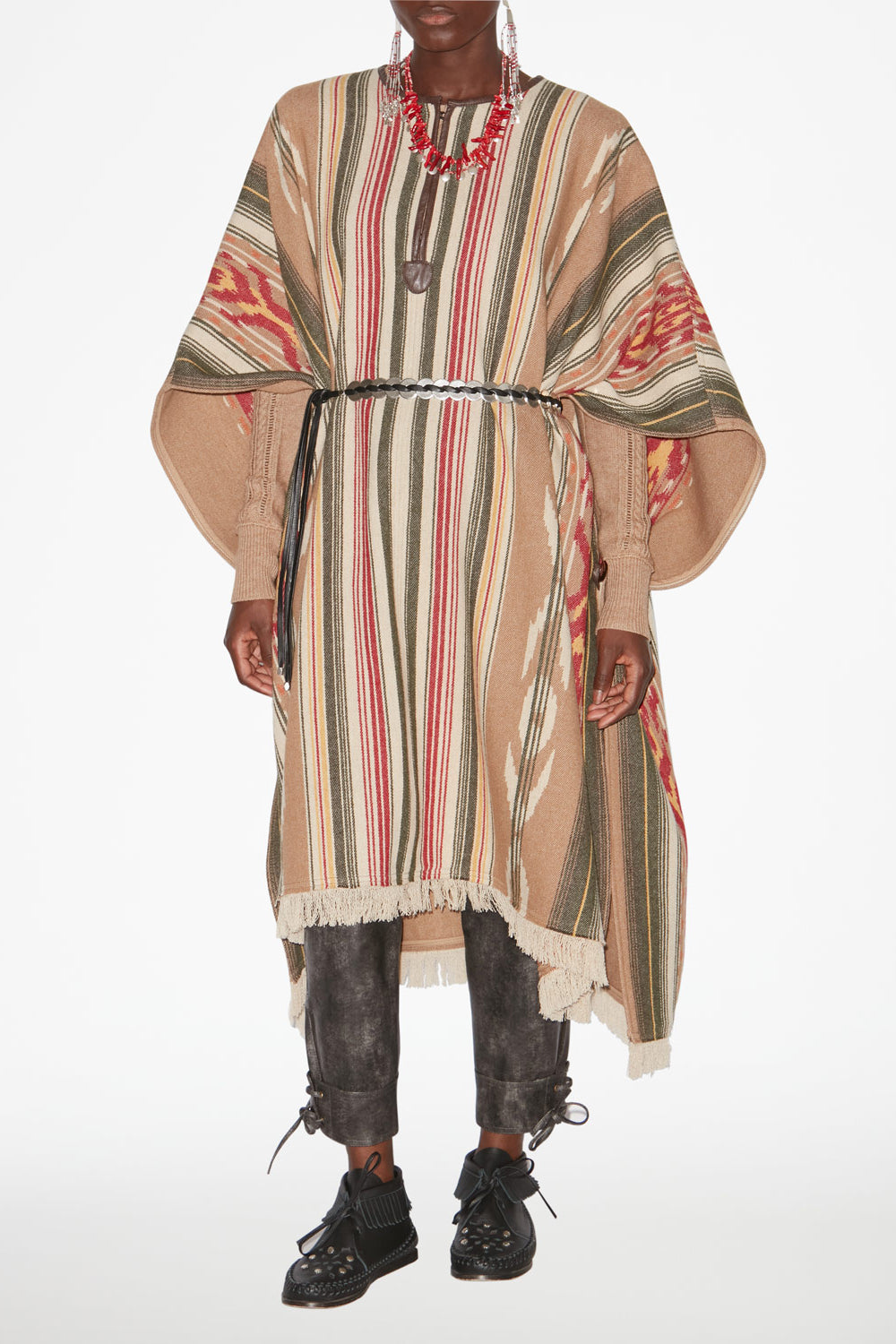 Capa de lana con estampado gráfico davida - Camel - Woman - 2