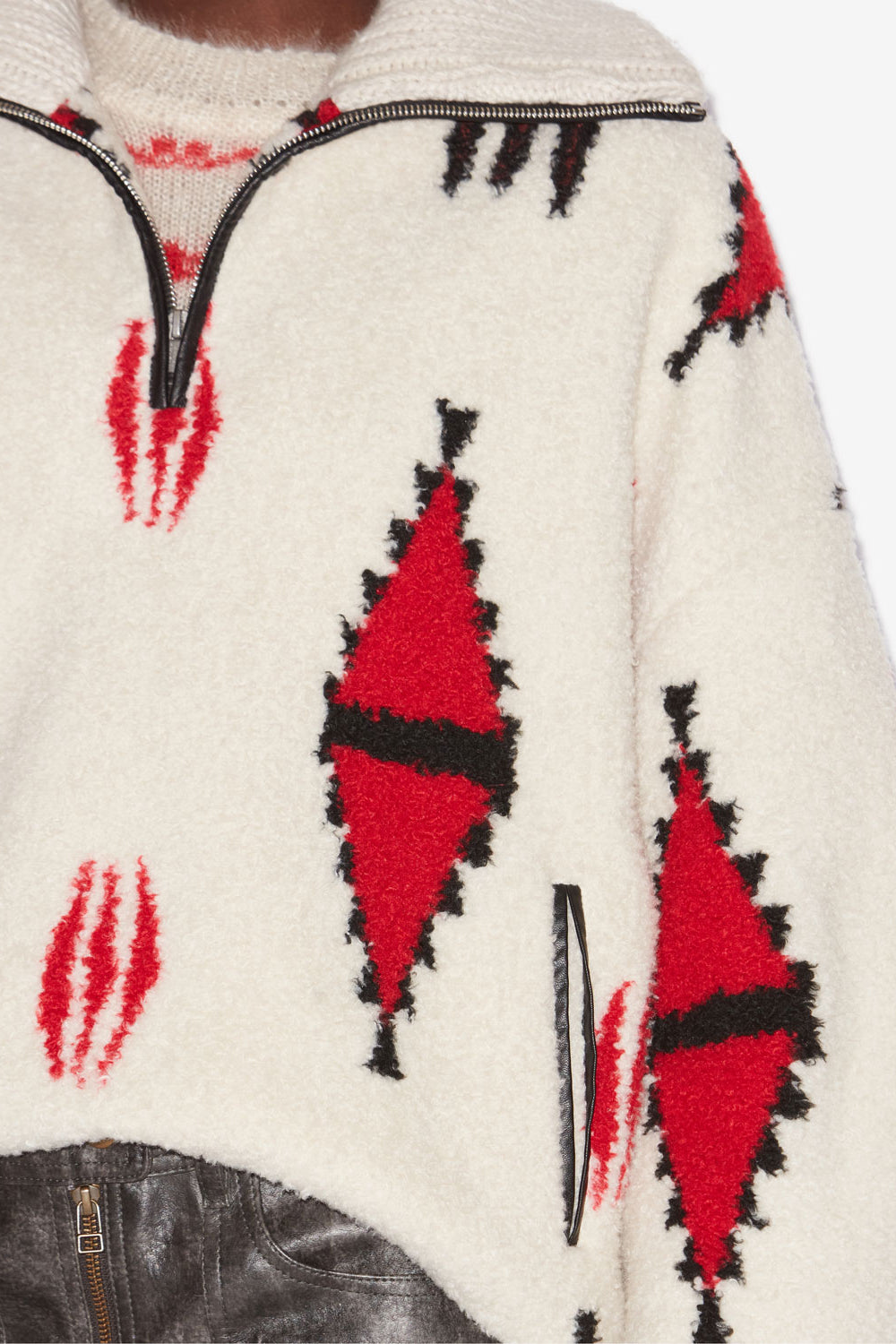 Abrigo polar con estampado gráfico marner - Ecru and red - Woman - 3