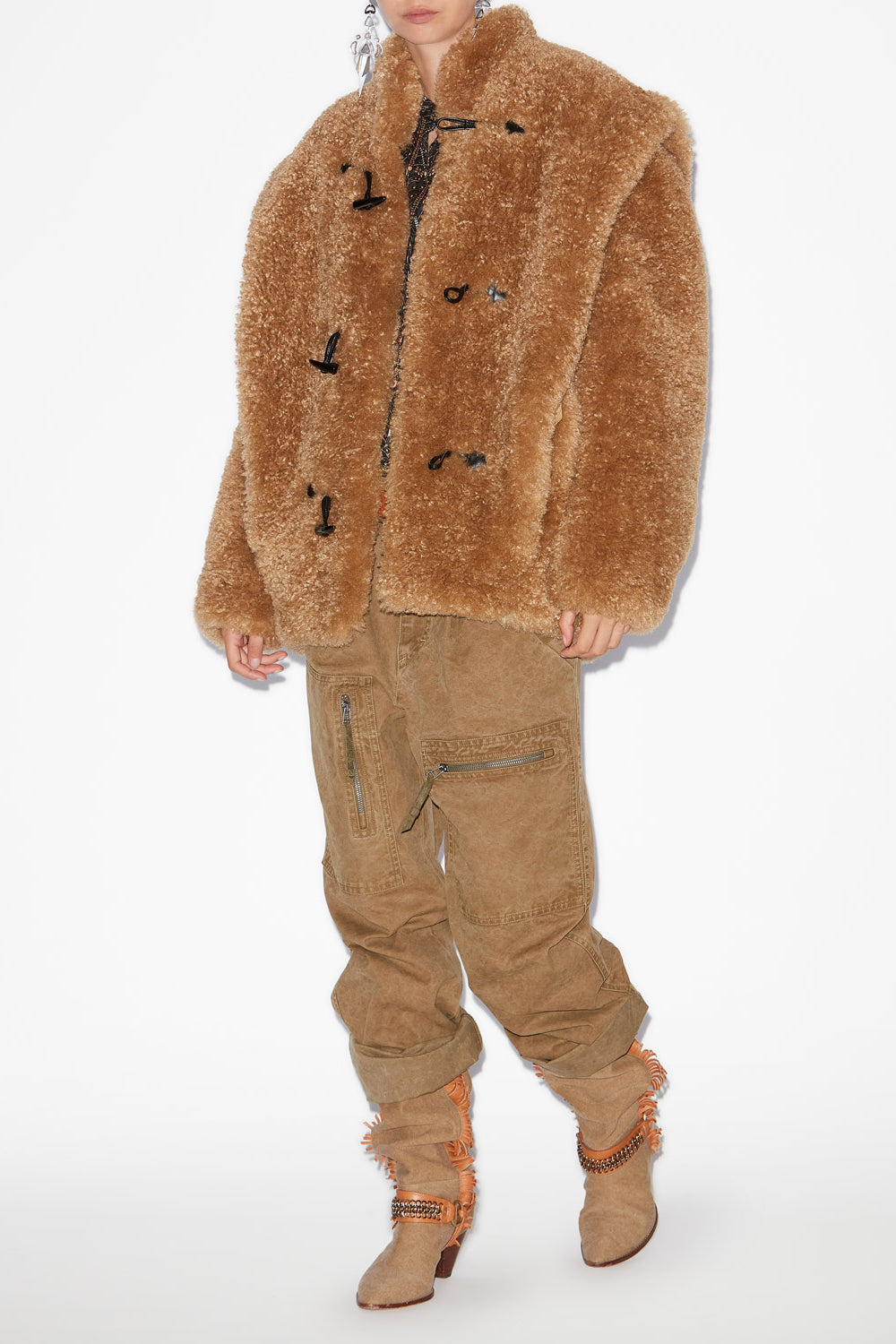 Abrigo efecto pelo rizado avalia - Camel - Woman - 2