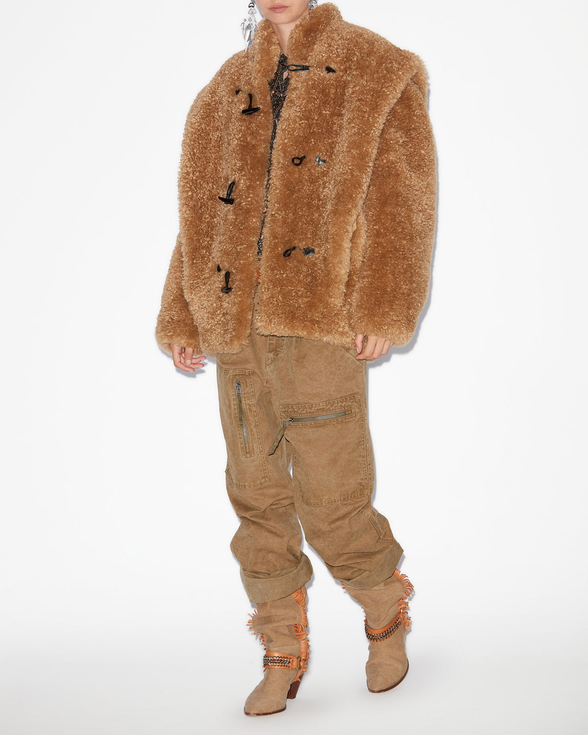 Abrigo efecto pelo rizado avalia - Camel - Woman - 1