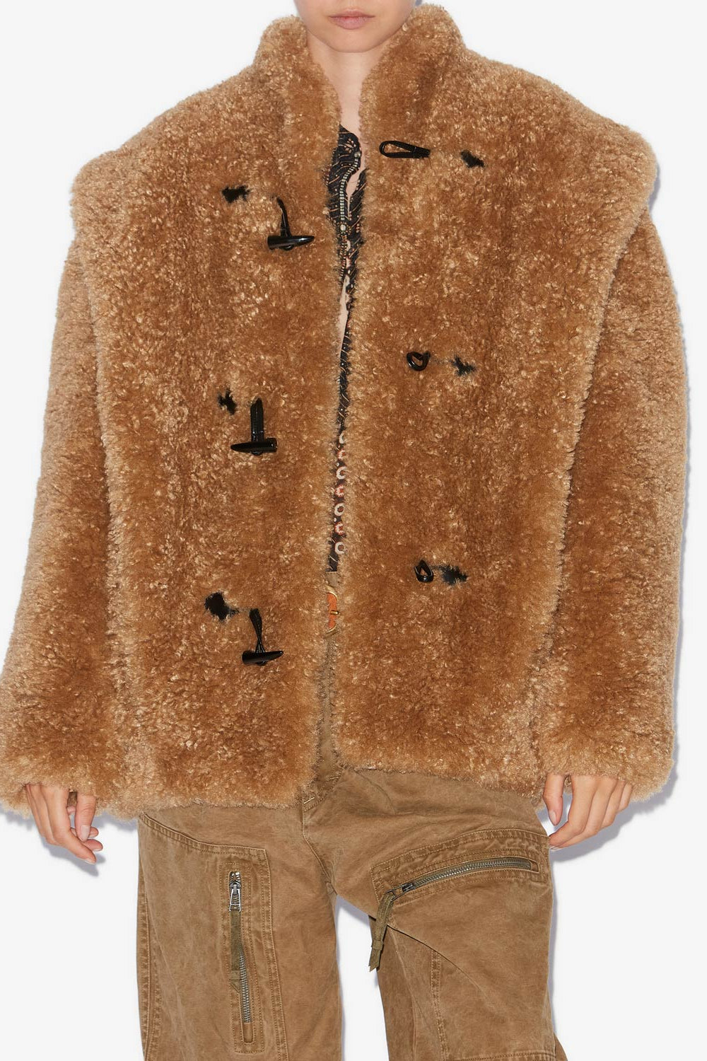 Abrigo efecto pelo rizado avalia - Camel - Woman - 4