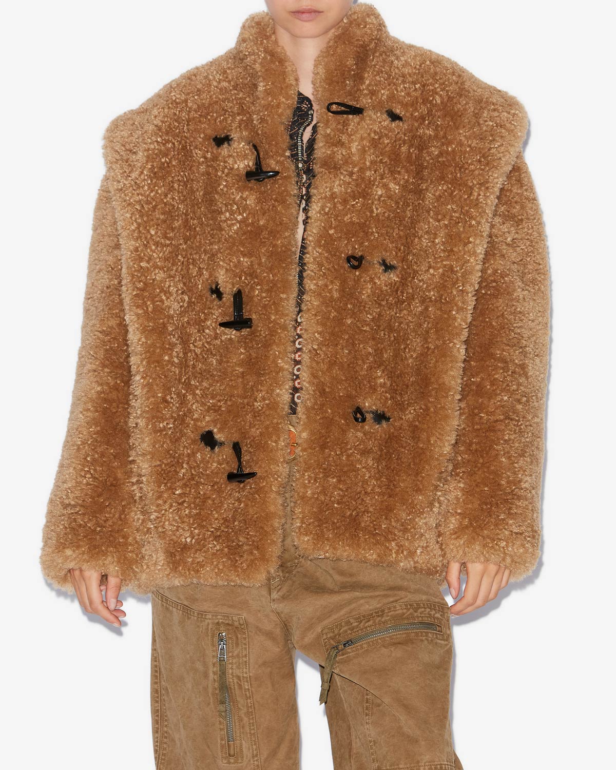 Abrigo efecto pelo rizado avalia - Camel - Woman - 3