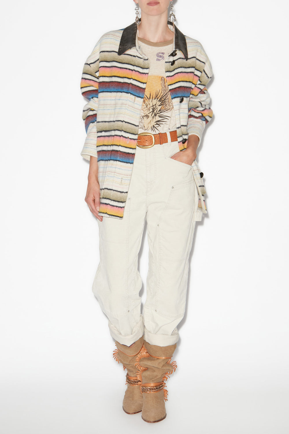 Dayvi striped wool overshirt coat - Multicolor - Woman - 2