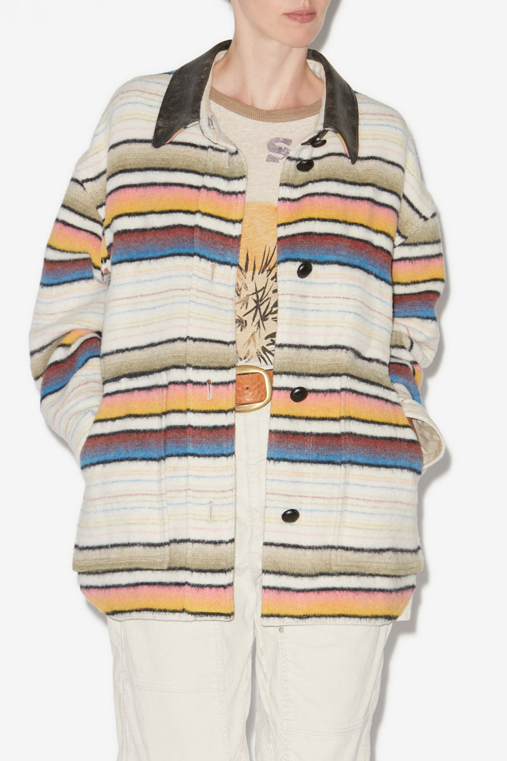 Dayvi striped wool overshirt coat - Multicolor - Woman - 4