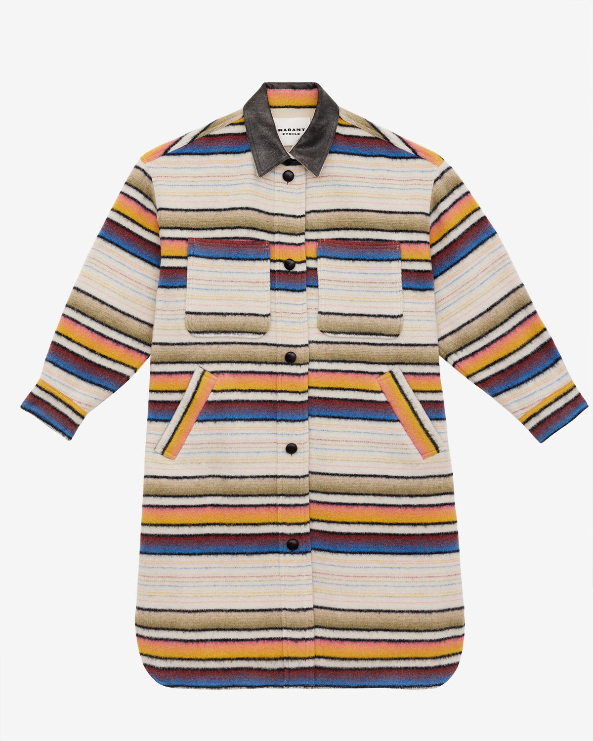 Djila long striped wool overshirt coat - Multicolor - Woman - 4