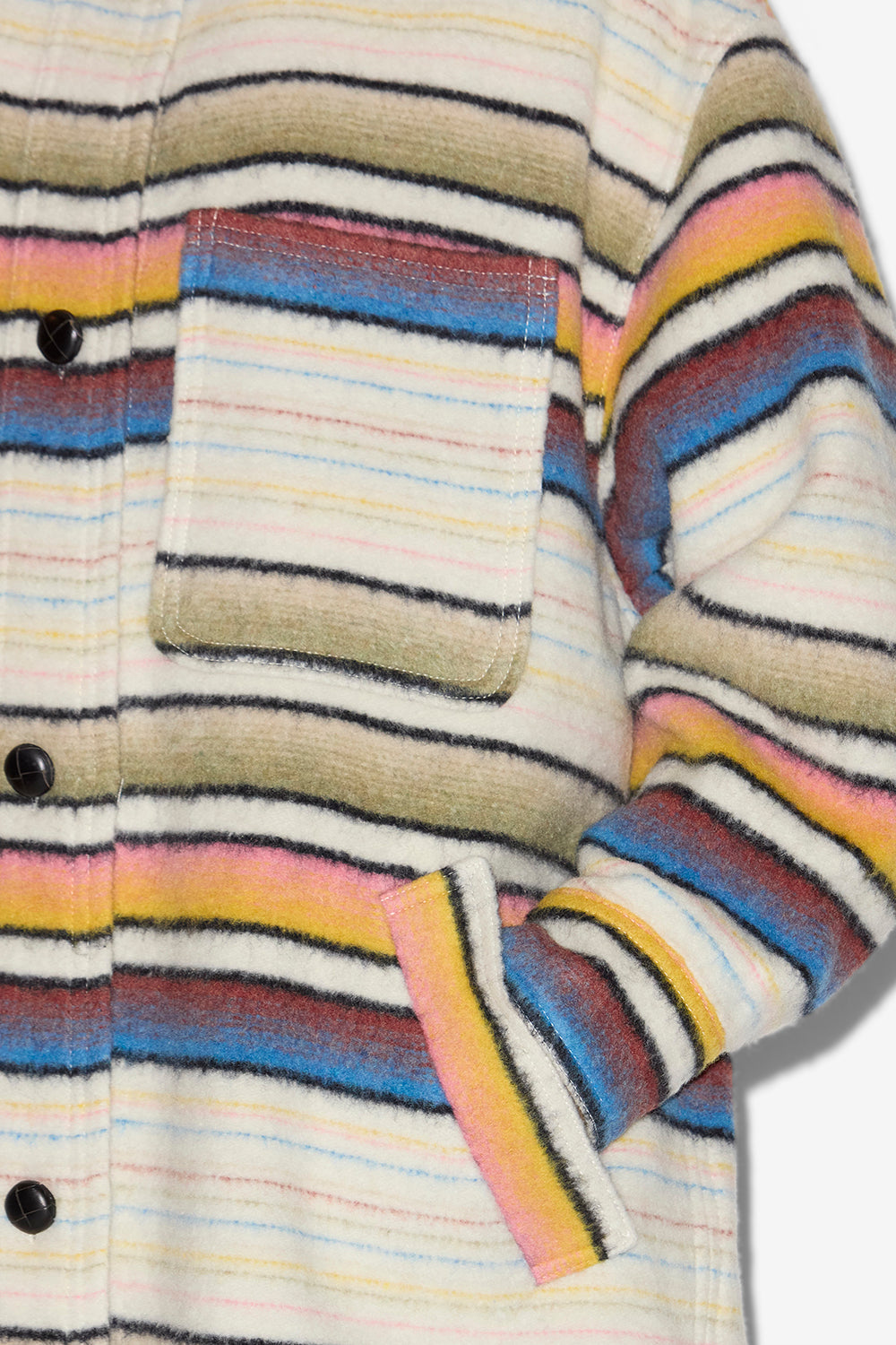 Djila long striped wool overshirt coat - Multicolor - Woman - 3