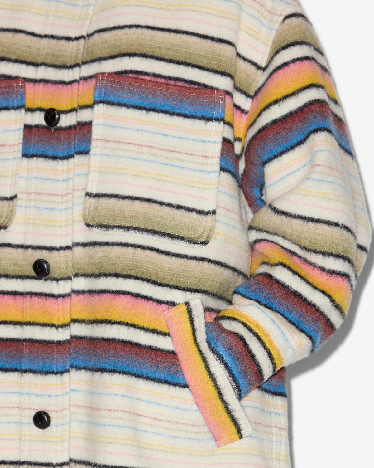 Djila long striped wool overshirt coat - Multicolor - Woman - 2
