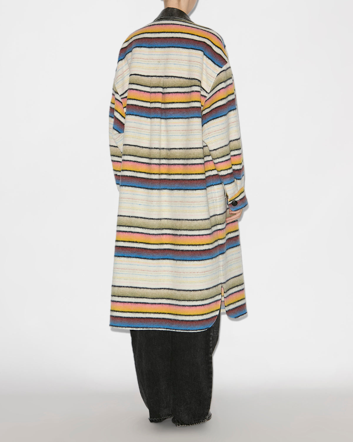 Djila long striped wool overshirt coat - Multicolor - Woman - 3