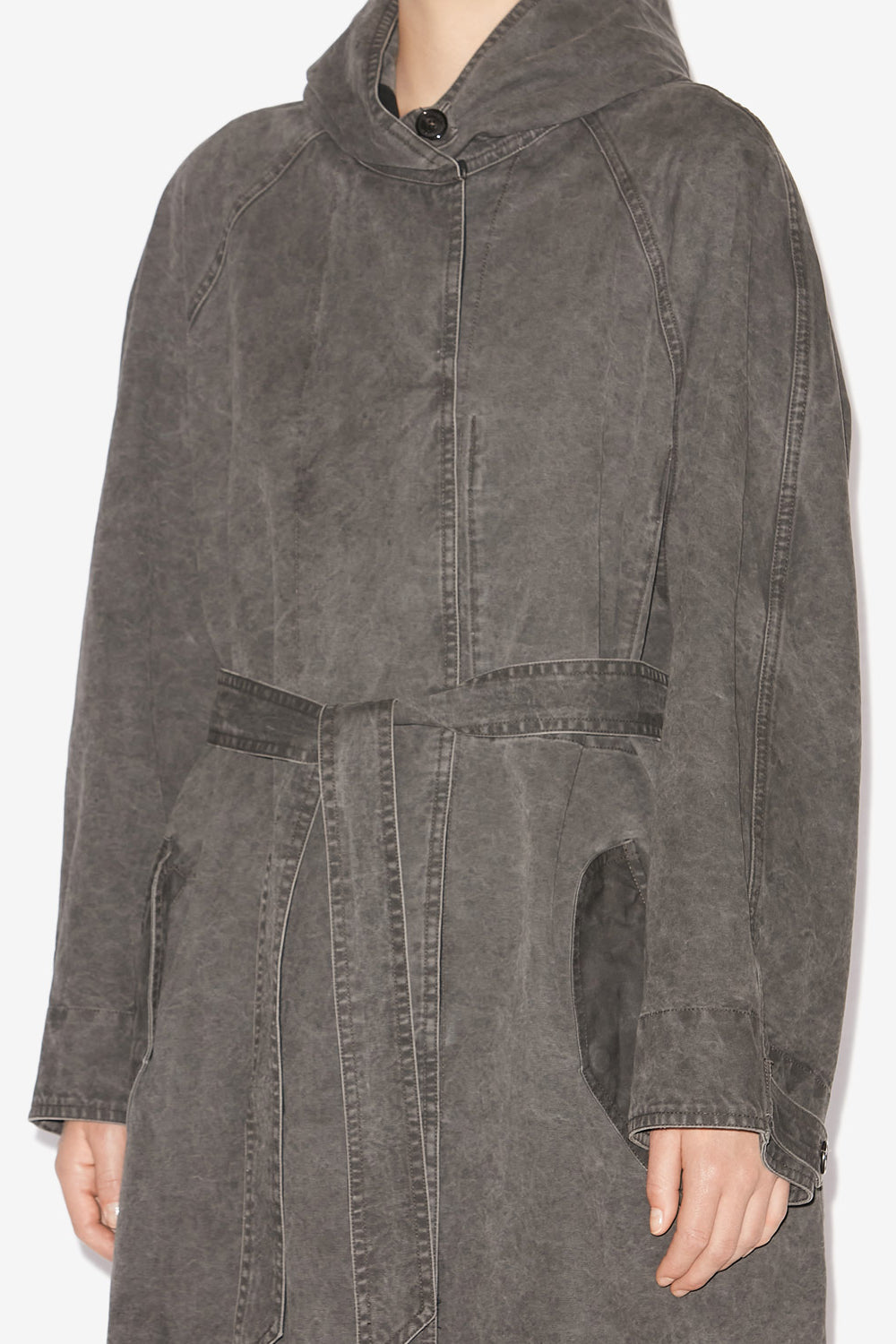 Ketlyn long coated cotton coat - Black - Woman - 3