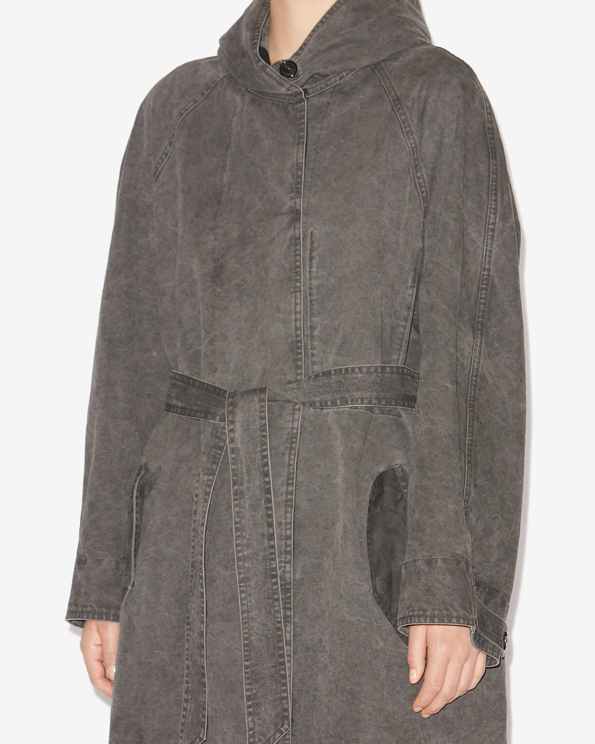 Ketlyn long coated cotton coat - Black - Woman - 2