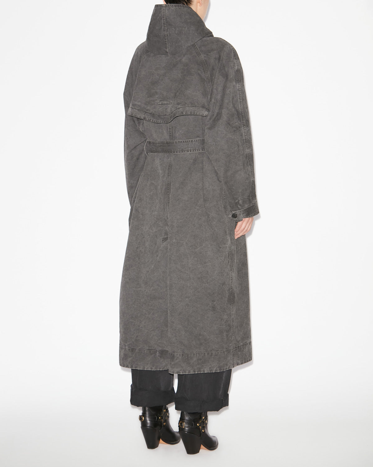 Ketlyn long coated cotton coat - Black - Woman - 3