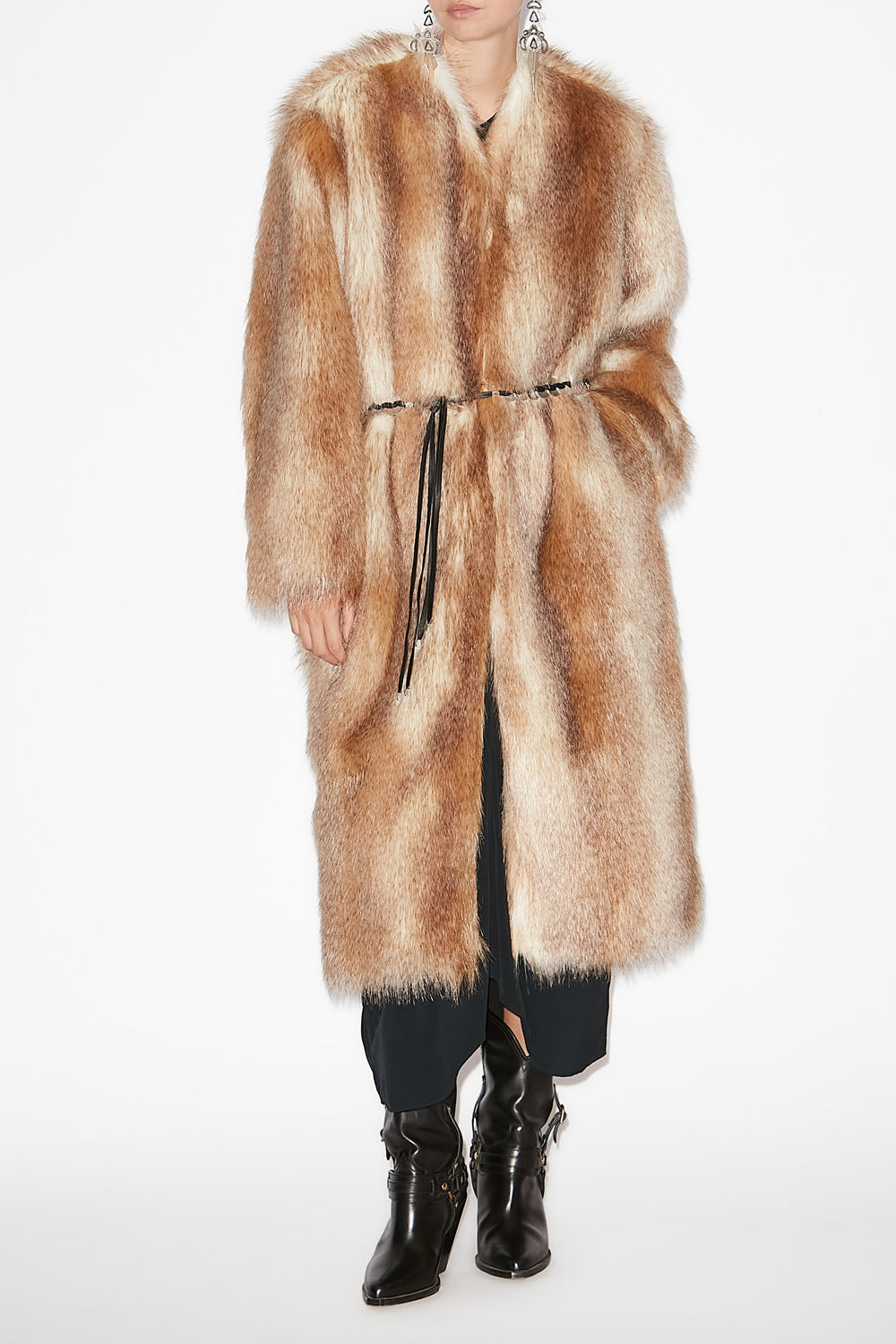 Alberta long faux fur coat - Natural - Woman - 2