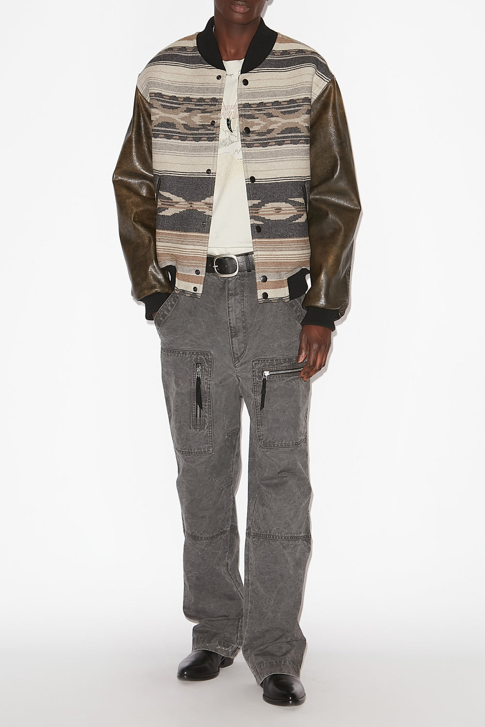 Bomber de dos materiales declan - Negro lavado - Man - 2