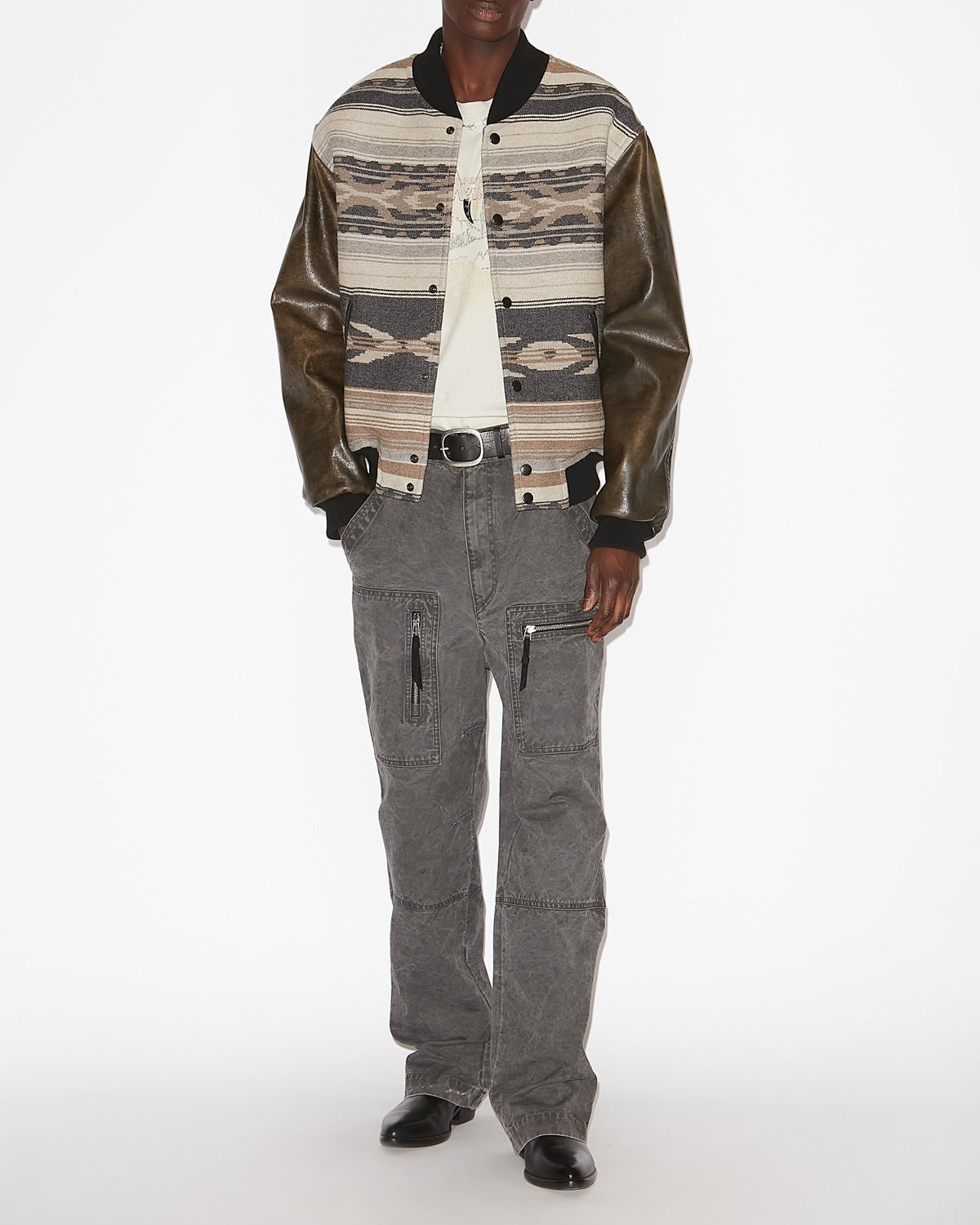 Bomber de dos materiales declan - Negro lavado - Man - 1