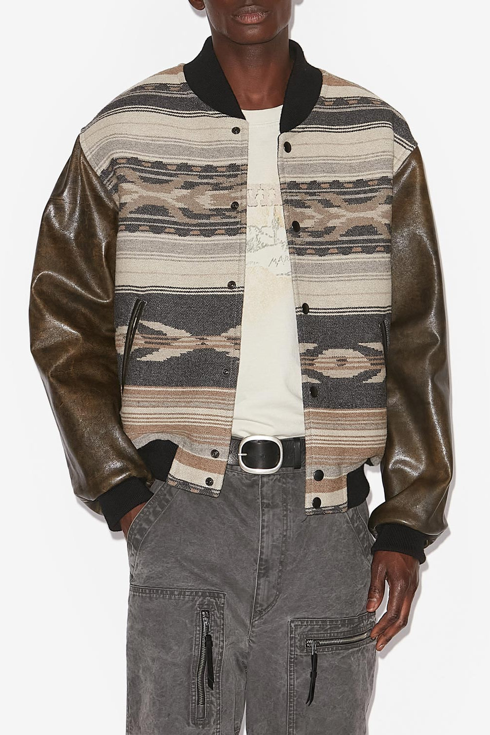 Bomber de dos materiales declan - Negro lavado - Man - 4