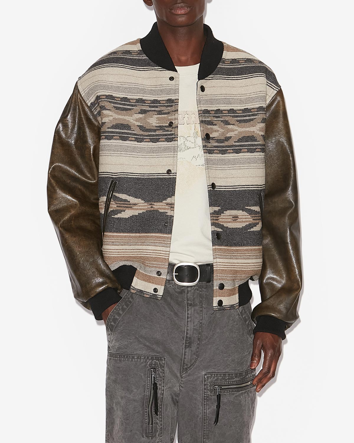 Bomber de dos materiales declan - Negro lavado - Man - 3