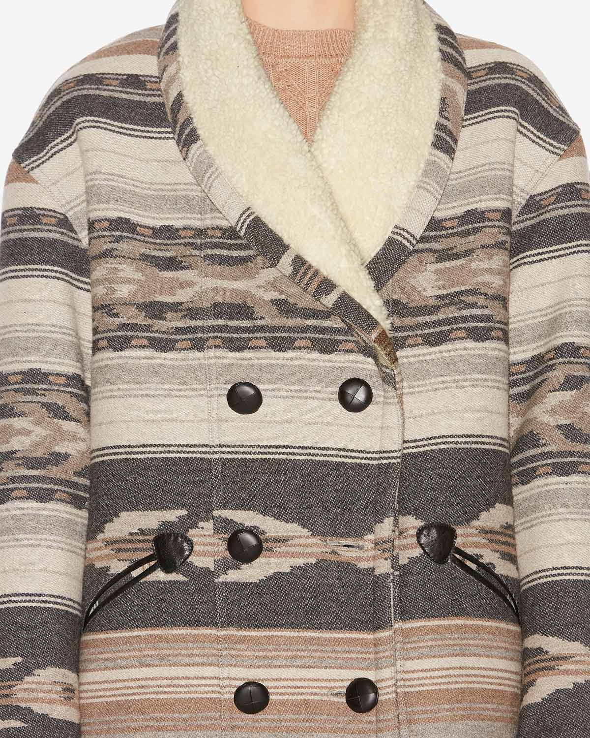 Dorcas wool graphic pattern coat - Black - Woman - 2