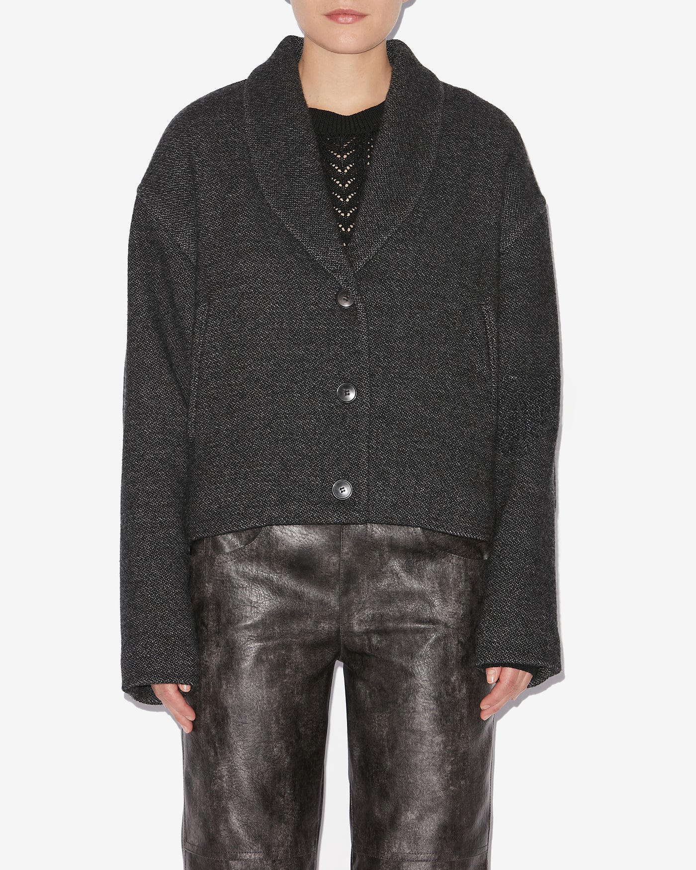 Manteau court lanna en laine vierge - Anthracite - Woman - 3