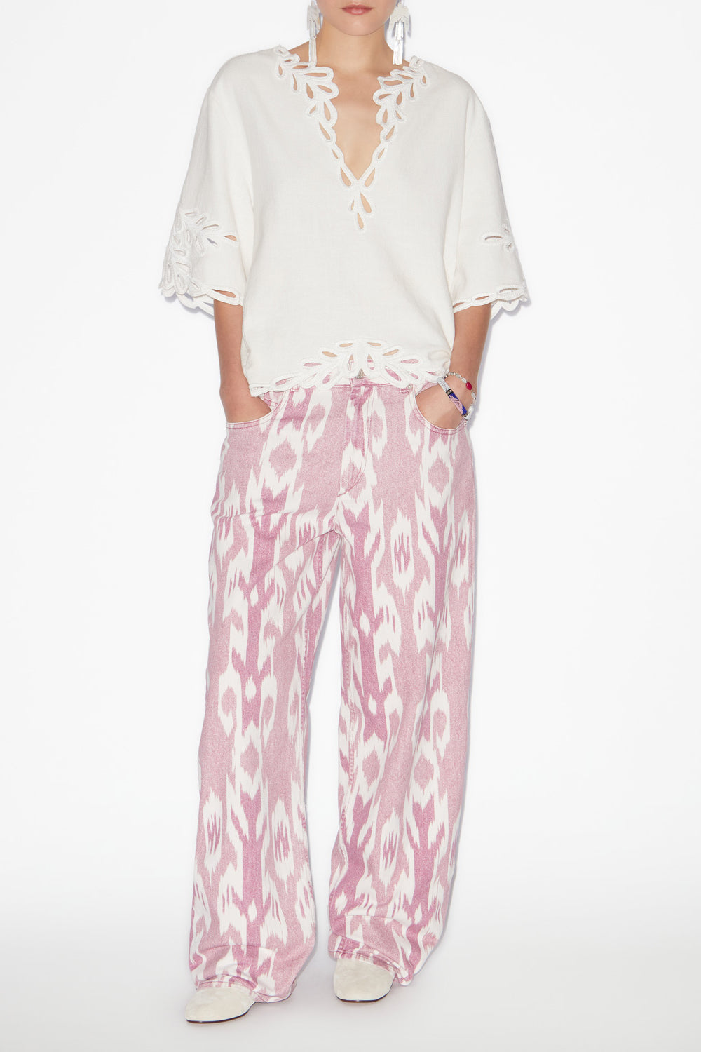 Joanny loose fit denim ikat print jeans - Pink - Woman - 2