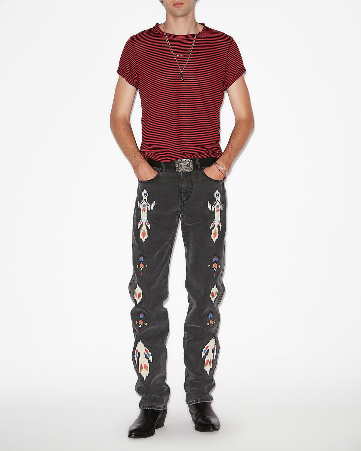 Lewys embroidered denim jeans - Dark gray - Man - 1