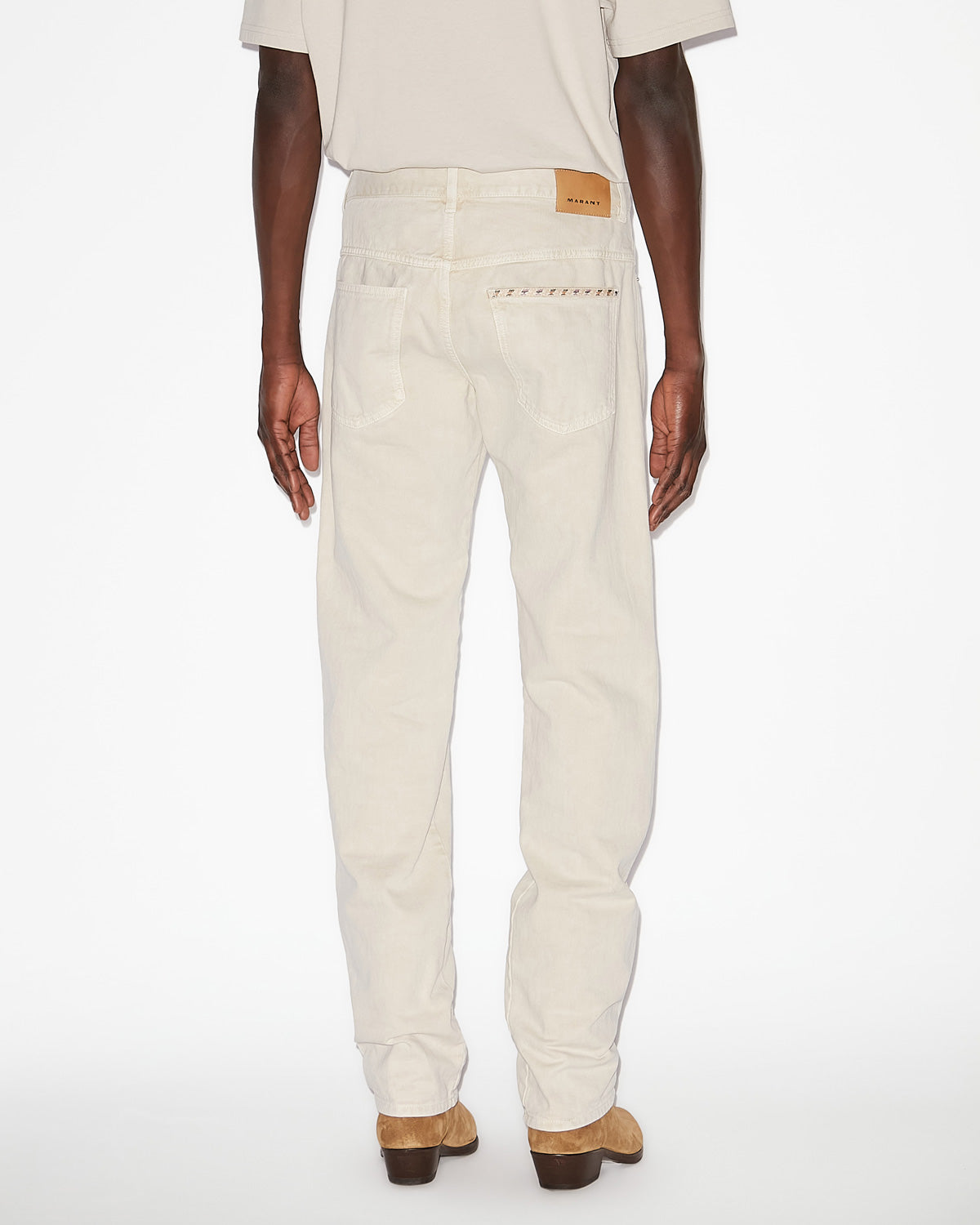 Lewys embroidered denim jeans - Ecru - Man - 4