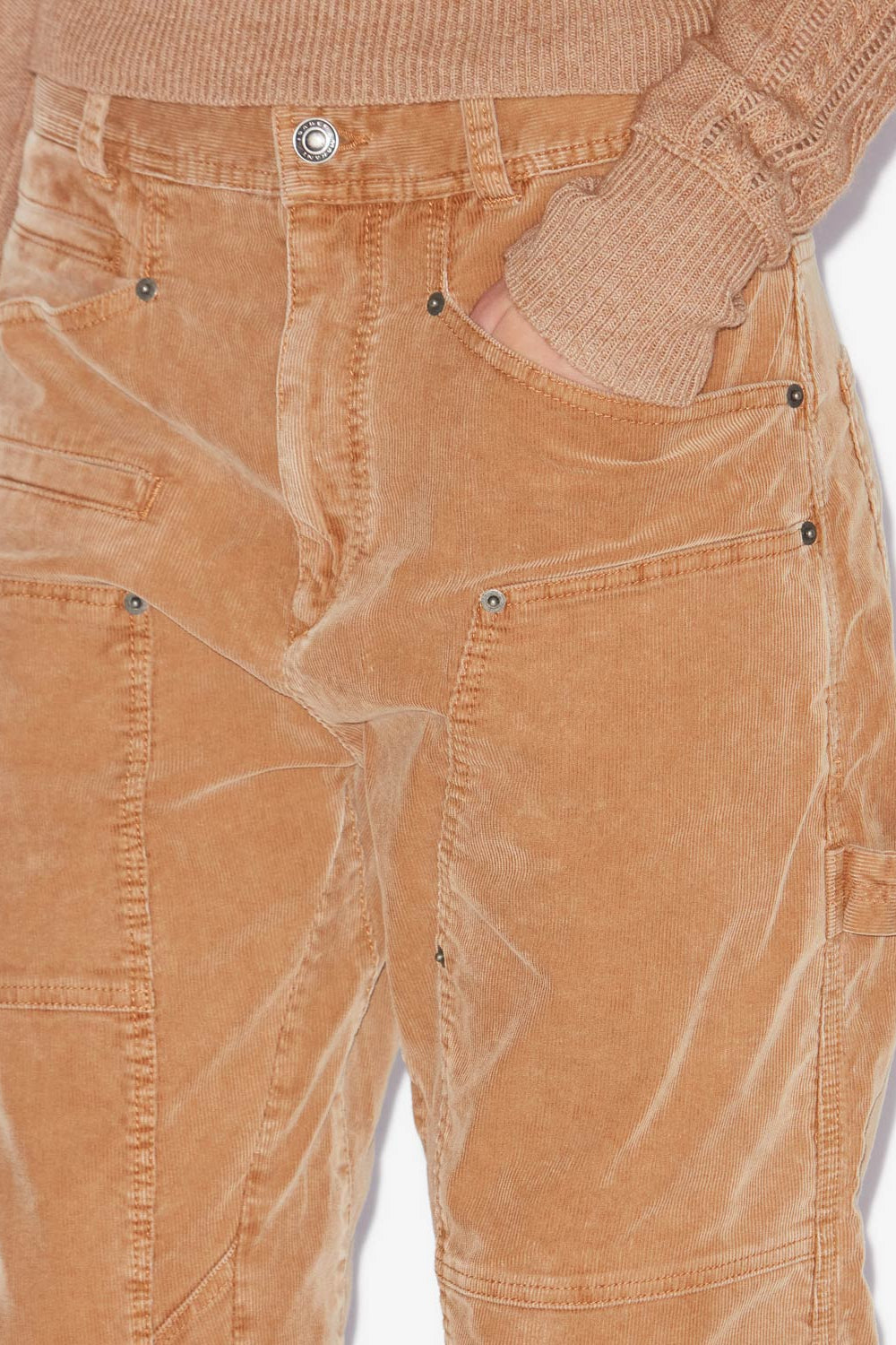 Pantalon taille basse lois en velours côtelé - Camel - Woman - 3