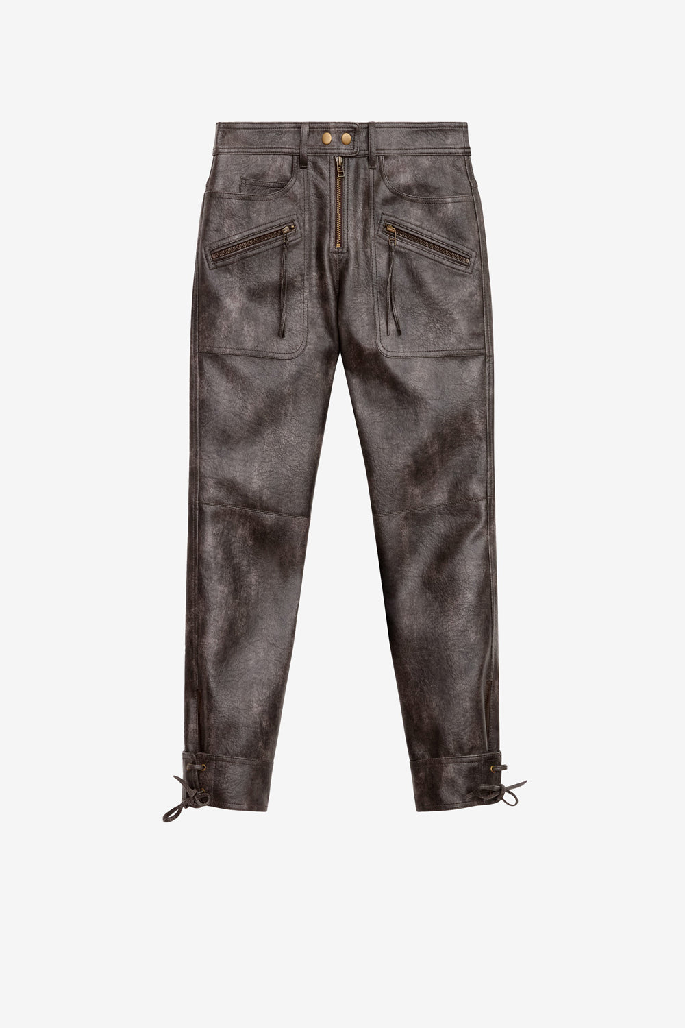 Pantalon slim cindy en faux cuir  - Noir délavé - Woman - 1