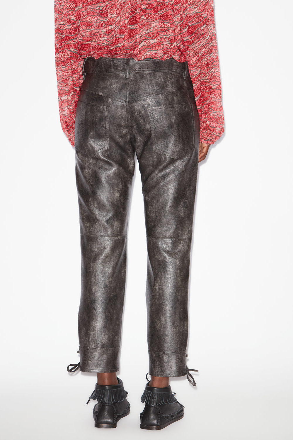 Pantalon slim cindy en faux cuir  - Noir délavé - Woman - 5