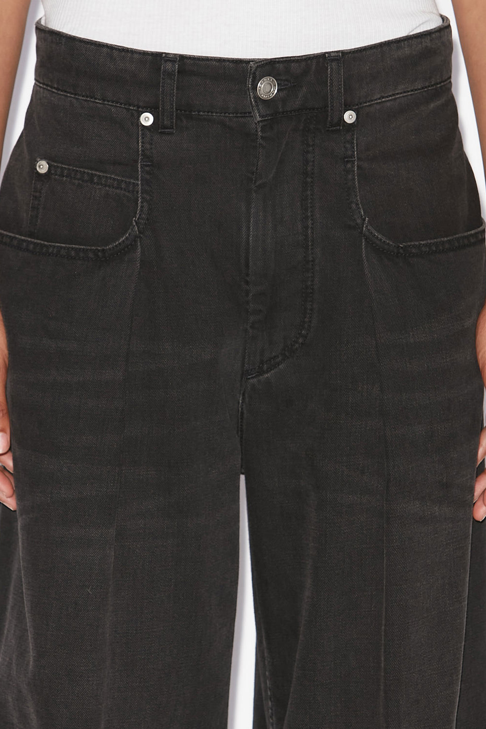 Jean ample à plis rachelle en denim - Noir délavé - Woman - 3