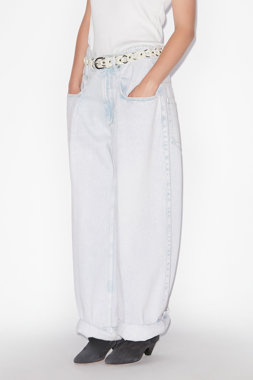 Rachelle pleated loose fit denim jeans - Light blue - Woman - 4