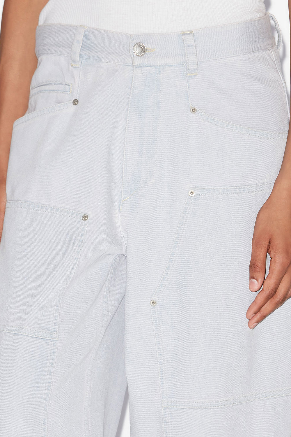 오프라 고급 데님 와이드 진 - 하늘색 - Woman - 3