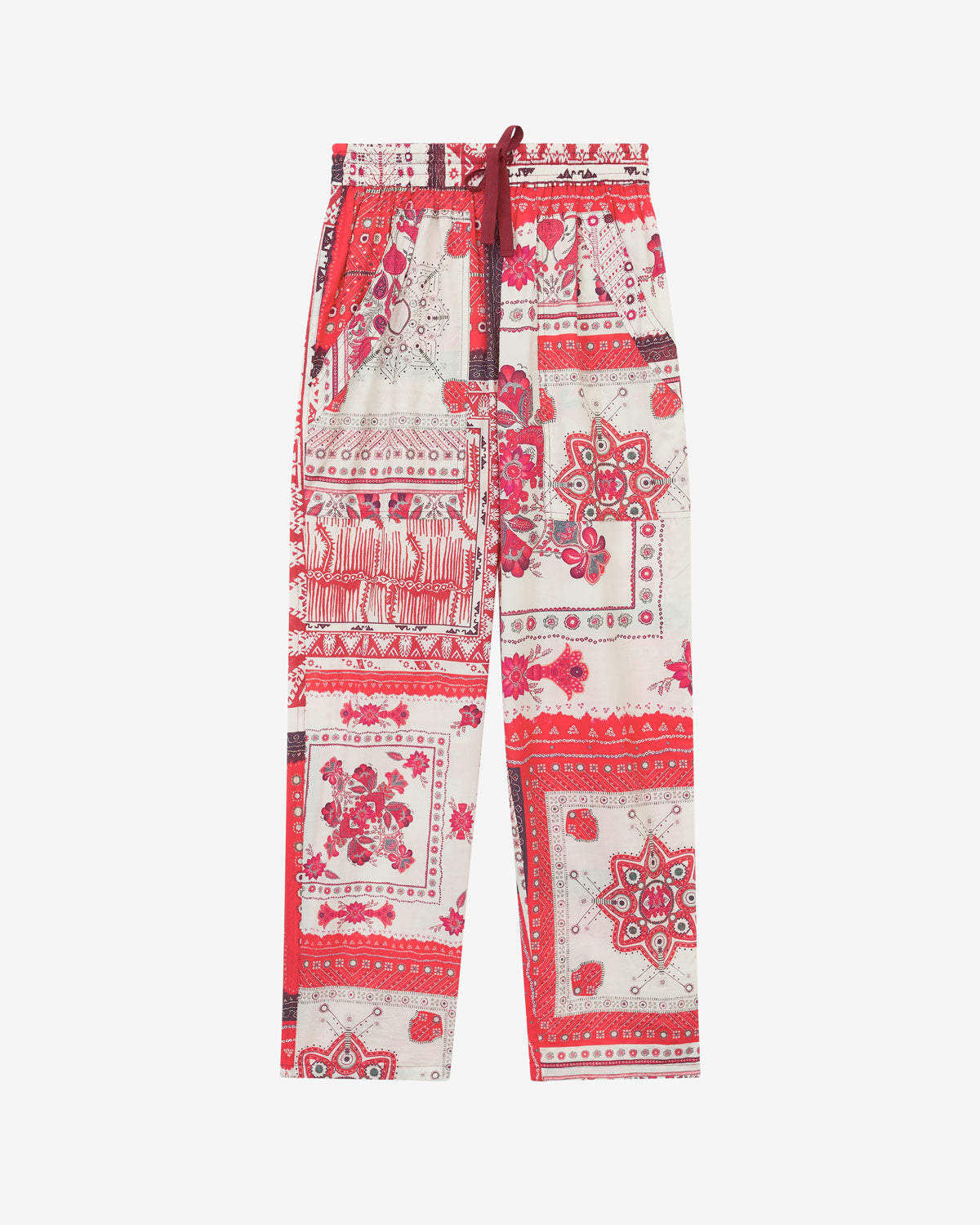 Pantalon fedora en voile de coton imprimé bandana - Rouge et écru - Woman - 5
