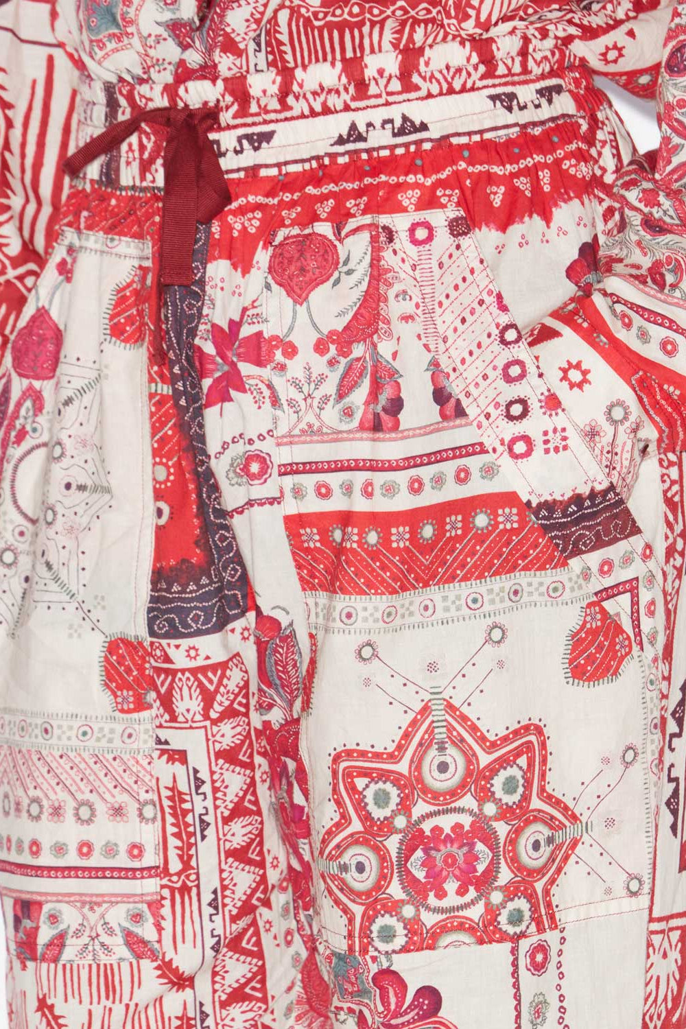 Pantalon fedora en voile de coton imprimé bandana - Rouge et écru - Woman - 3