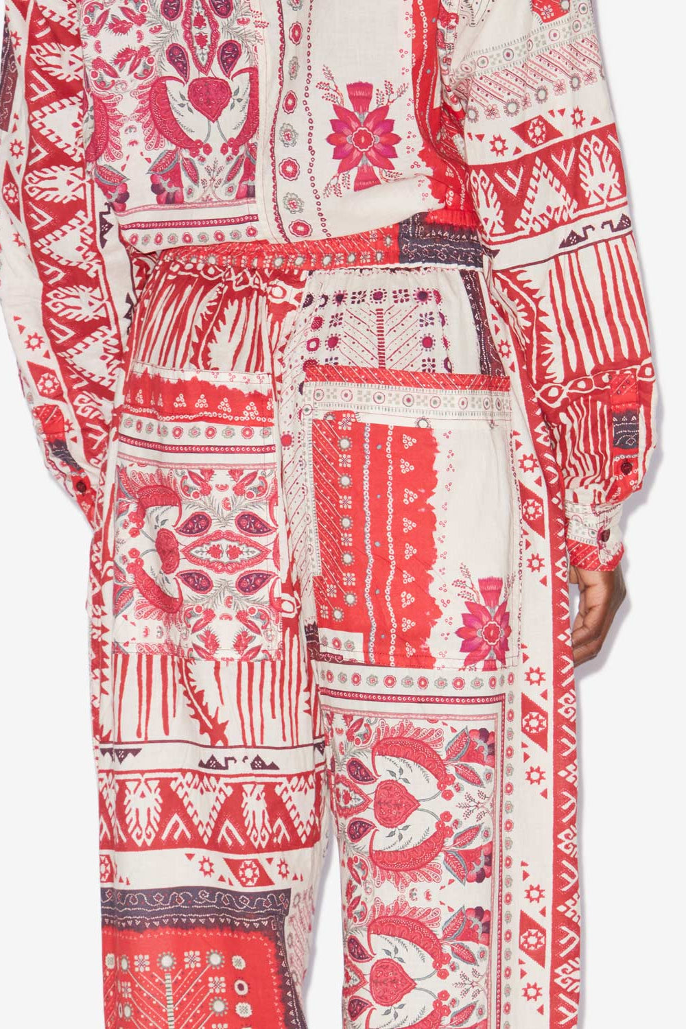 Pantalon fedora en voile de coton imprimé bandana - Rouge et écru - Woman - 5
