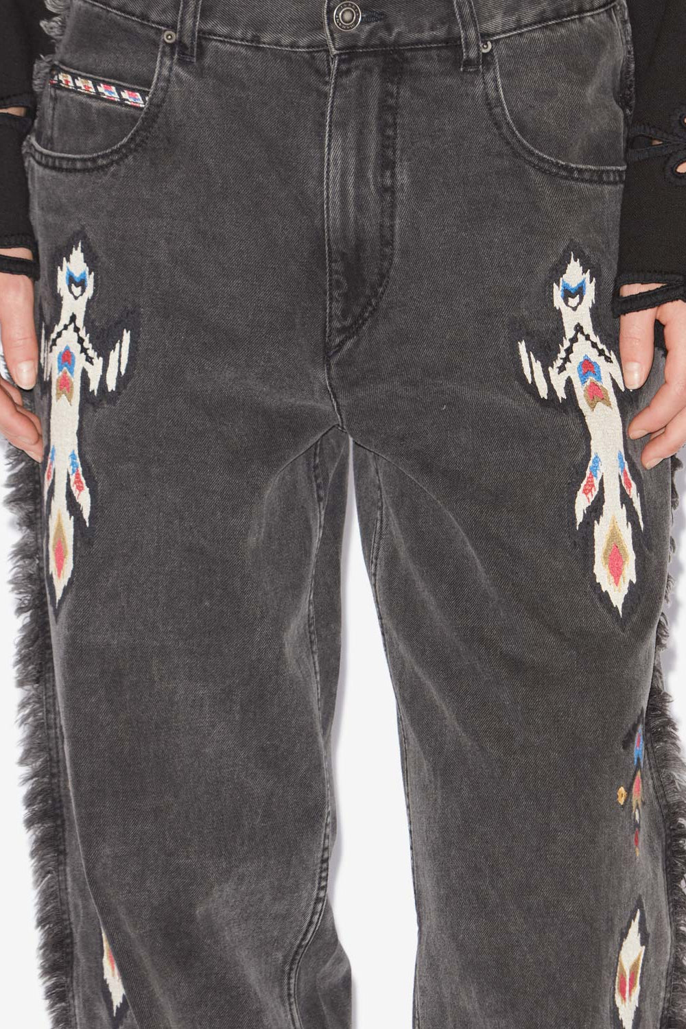 Maella loose fit embroidered denim jeans - Dark gray - Woman - 3