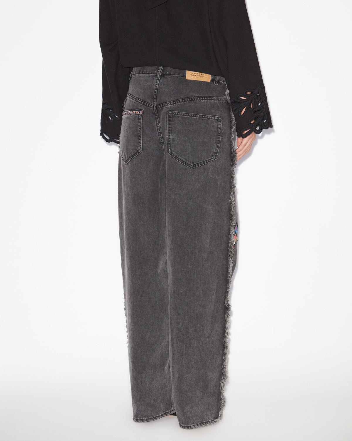 Maella loose fit embroidered denim jeans - Dark gray - Woman - 4