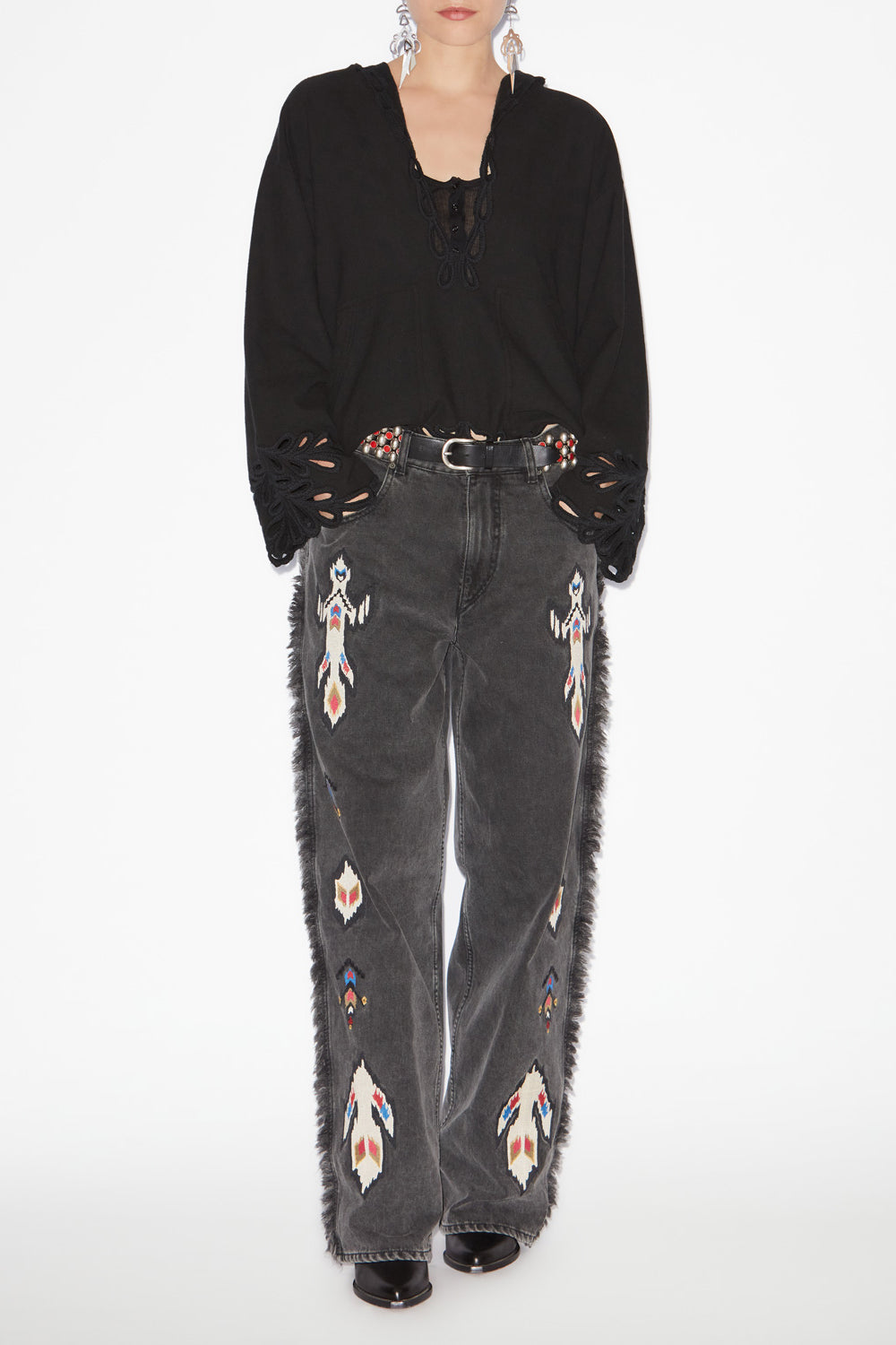 Maella loose fit embroidered denim jeans - Dark gray - Woman - 2