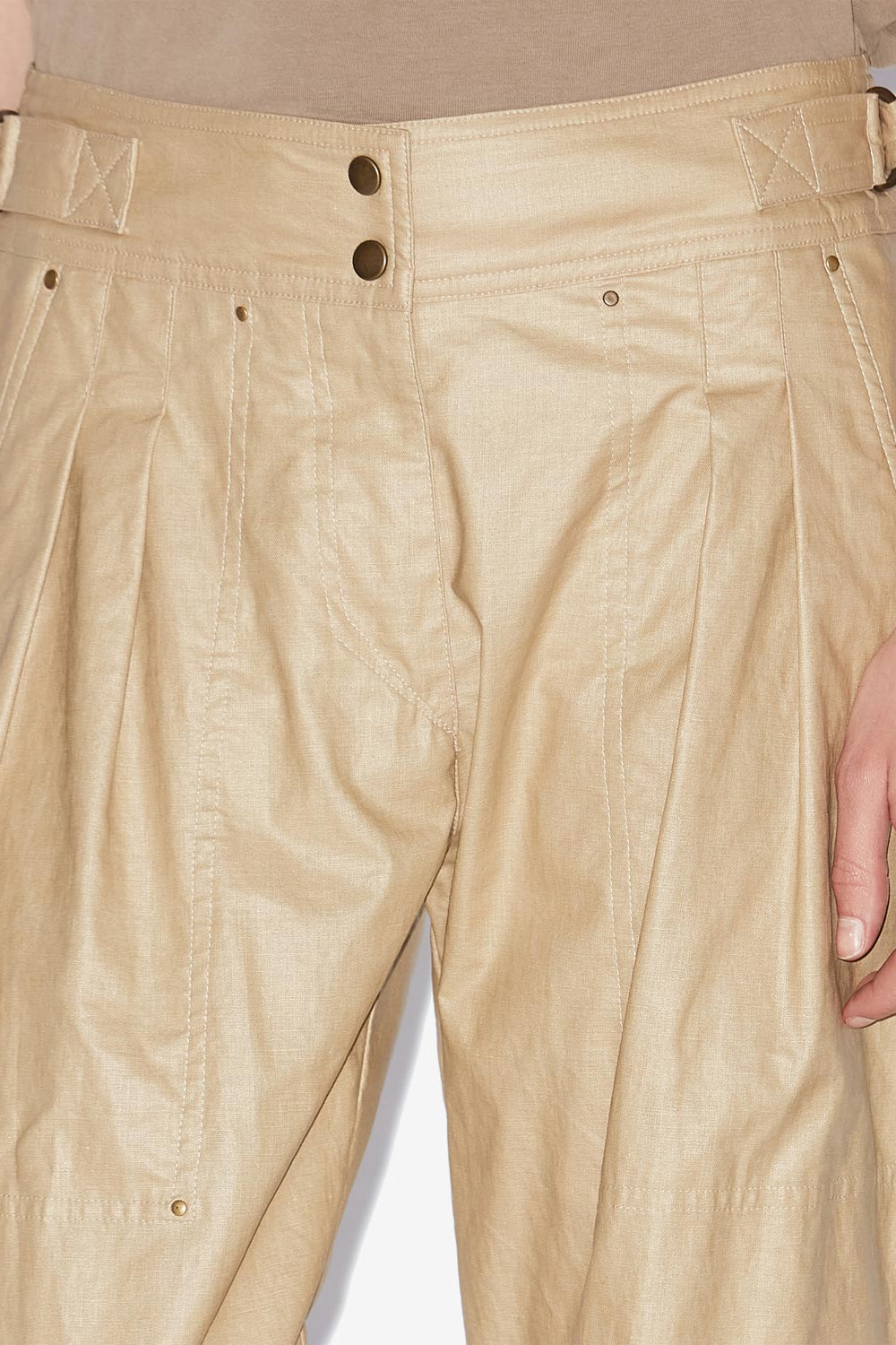 Pantalon droit fidji en lin enduit - Beige - Woman - 3