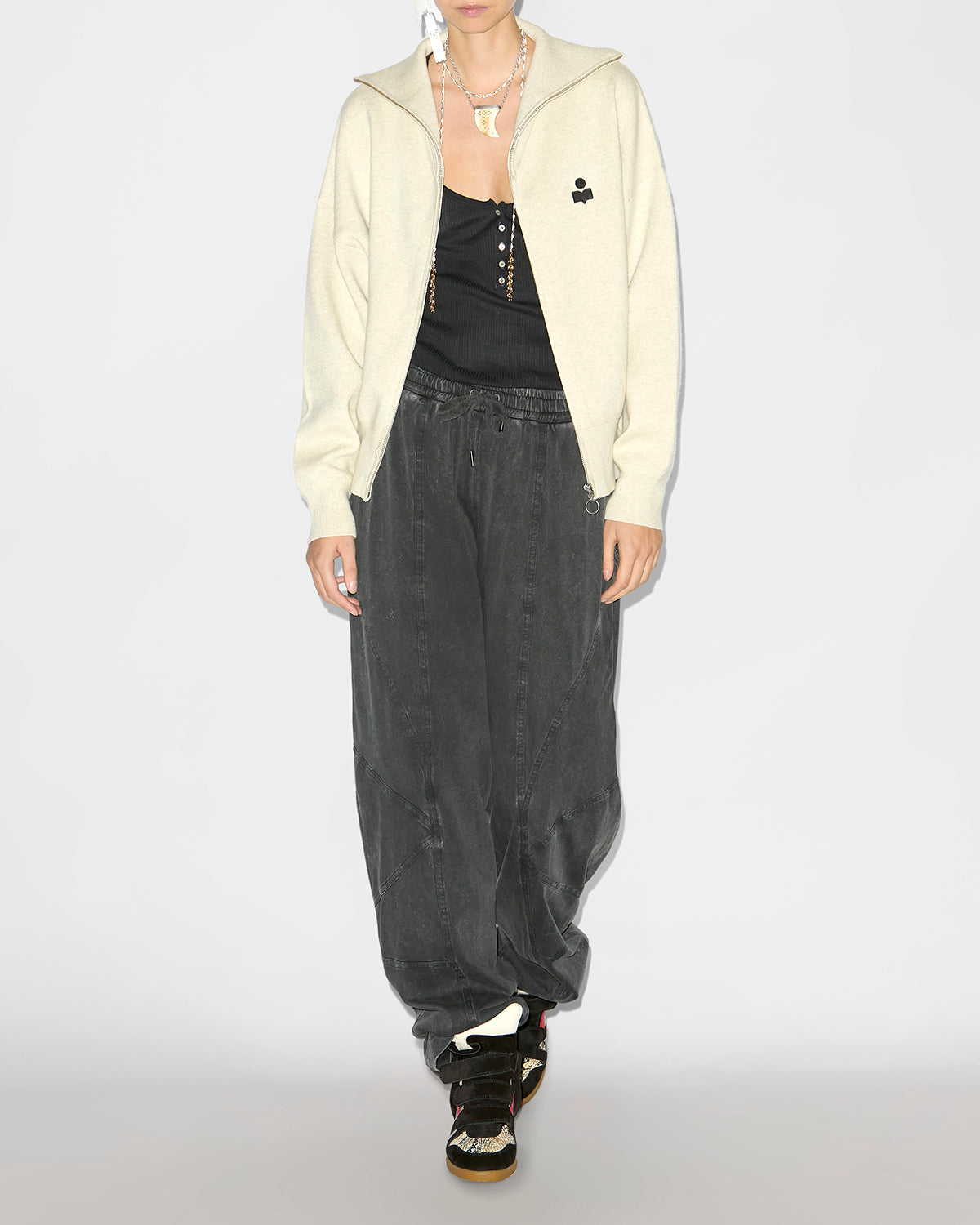 Pantalon regina en jersey délavé  - Noir délavé - Woman - 1