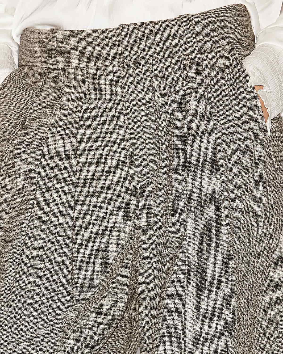 Pantalon tailleur à plis iwena motif prince-de-galles - Noir et écru - Woman - 2