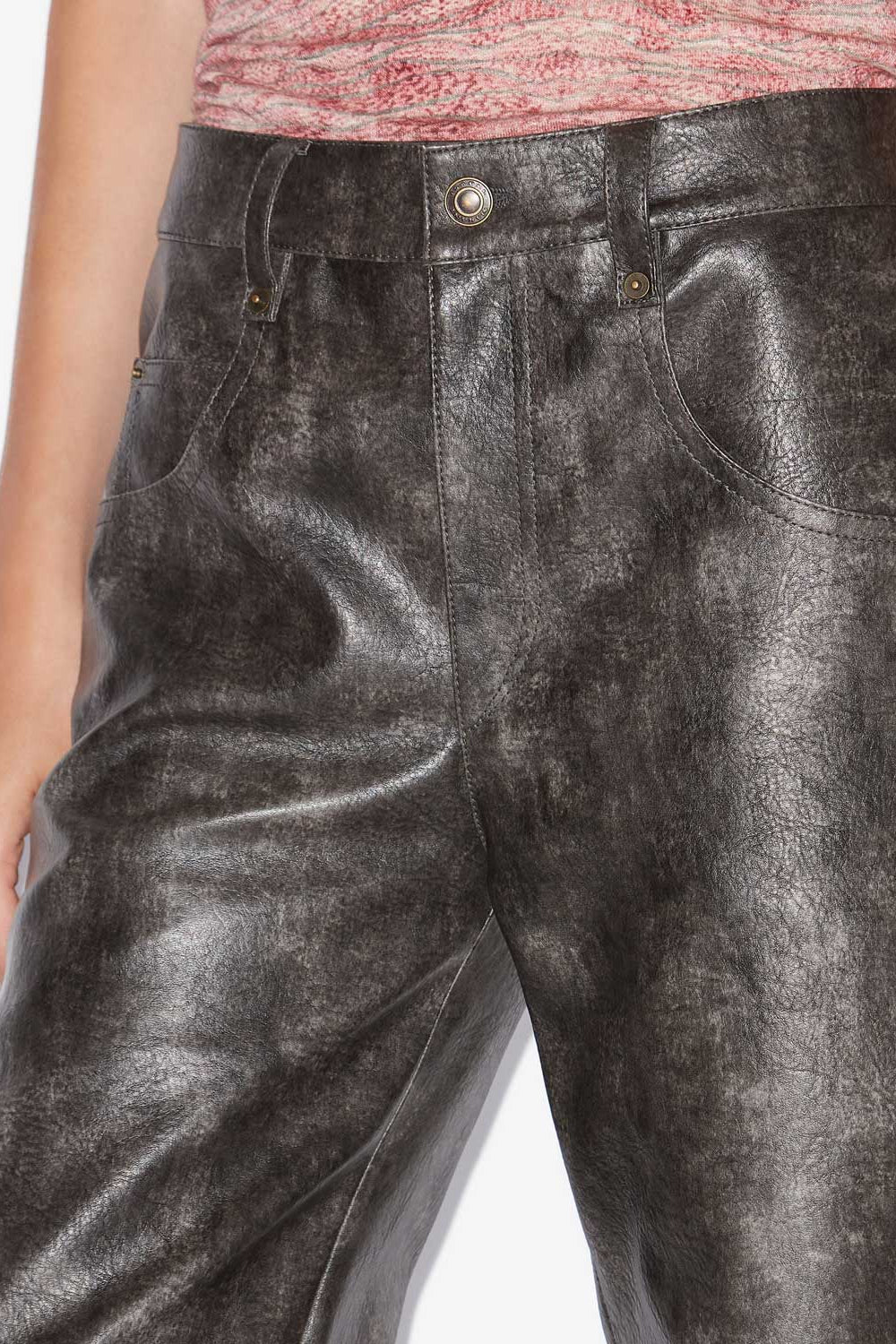 Pantalon loose coralea en faux cuir  - Noir délavé - Woman - 3